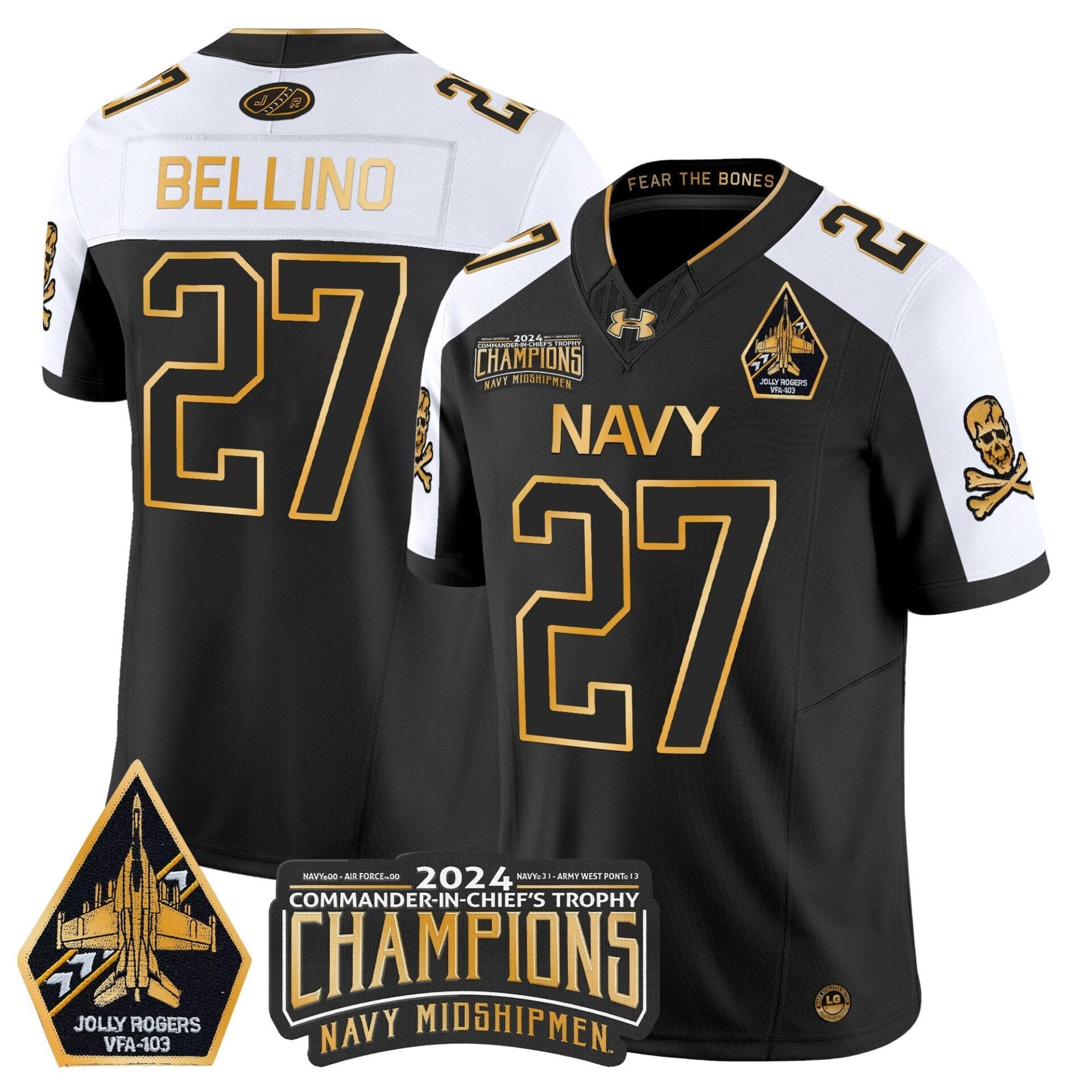 Navy Midshipmen 2024 Commander-In-Chief's Trophy Champions Patch Gold Vapor Limited Jersey - All Stitched - Image 6