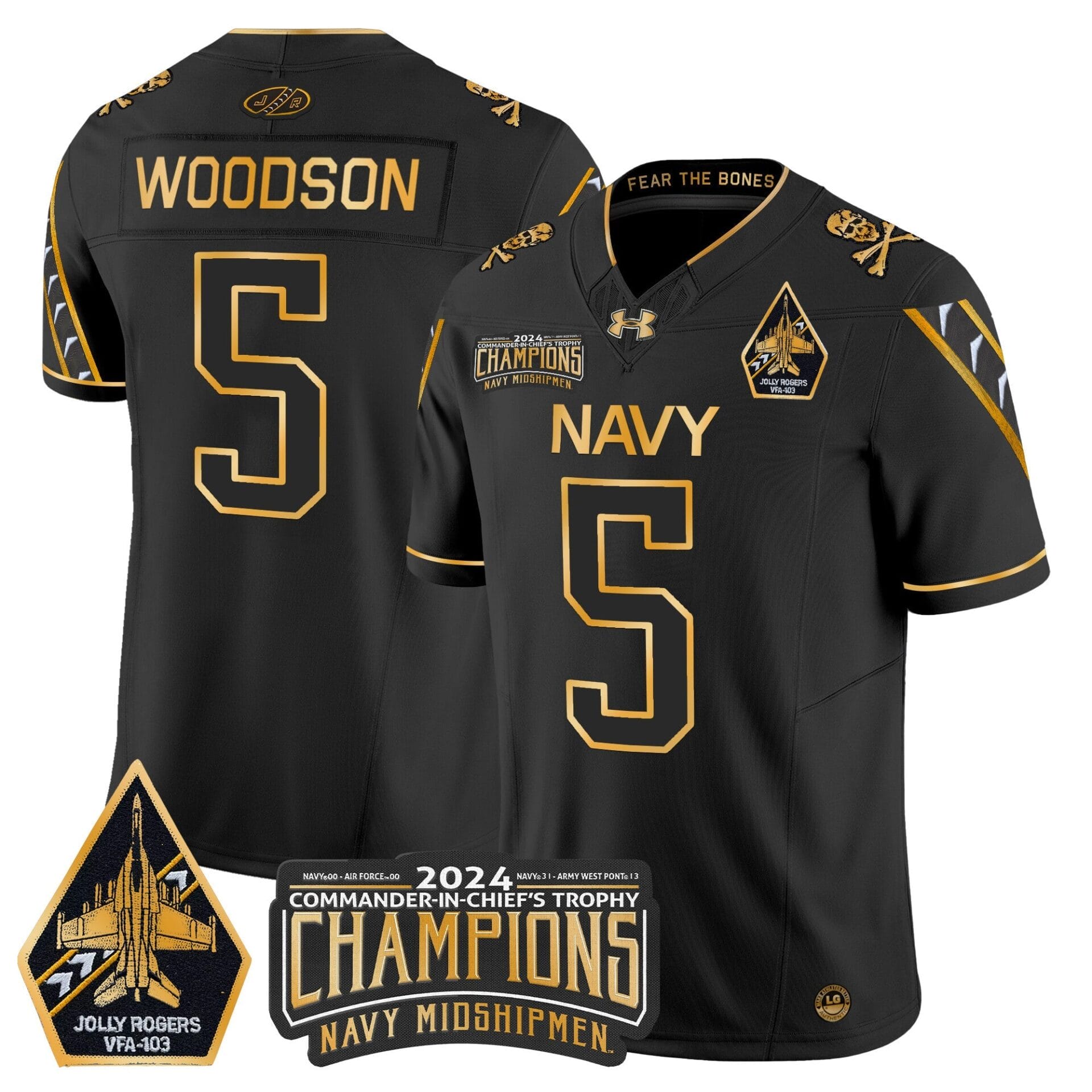 Navy Midshipmen 2024 Commander-In-Chief's Trophy Champions Patch Gold Vapor Limited Jersey - All Stitched - Image 24