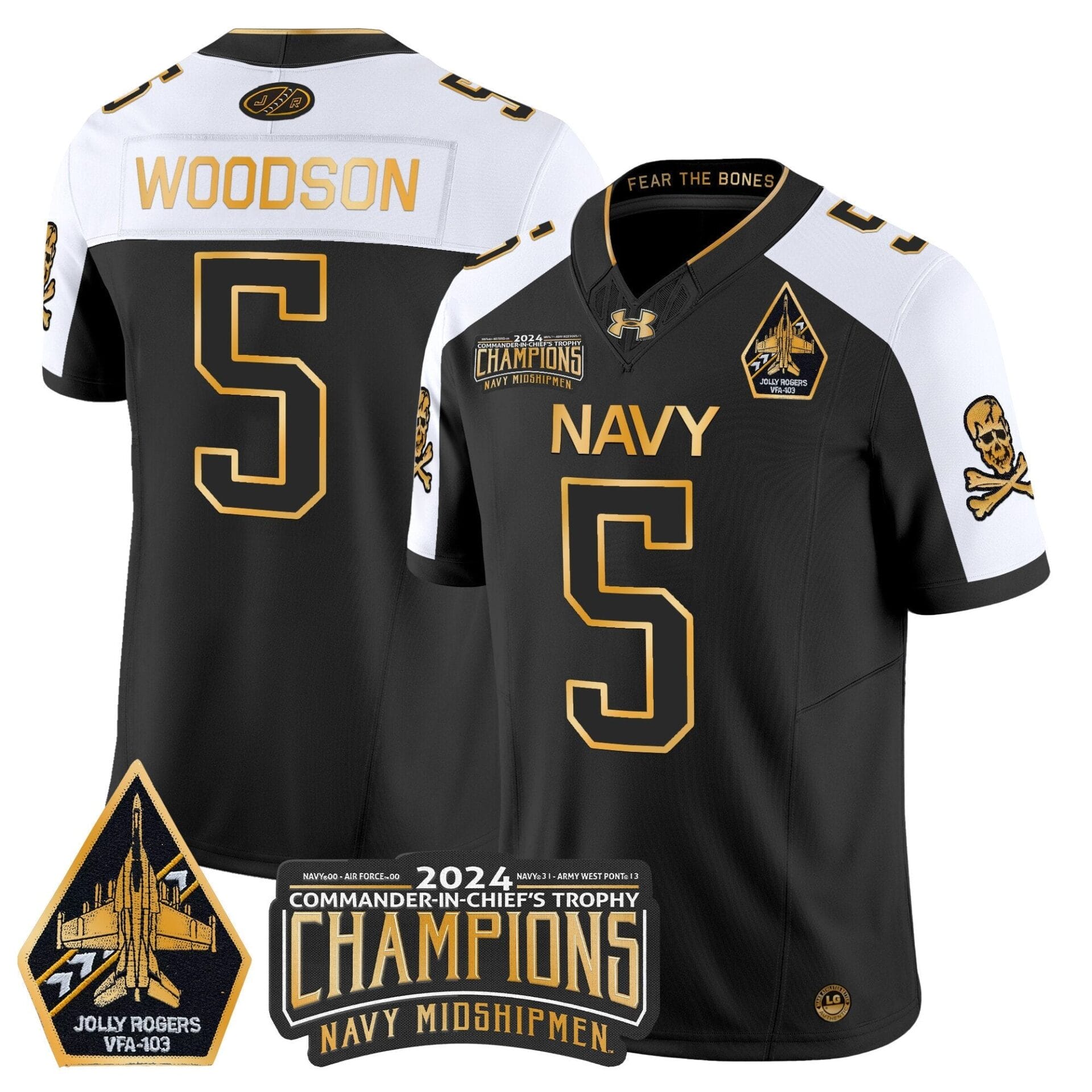 Navy Midshipmen 2024 Commander-In-Chief's Trophy Champions Patch Gold Vapor Limited Jersey - All Stitched - Image 4