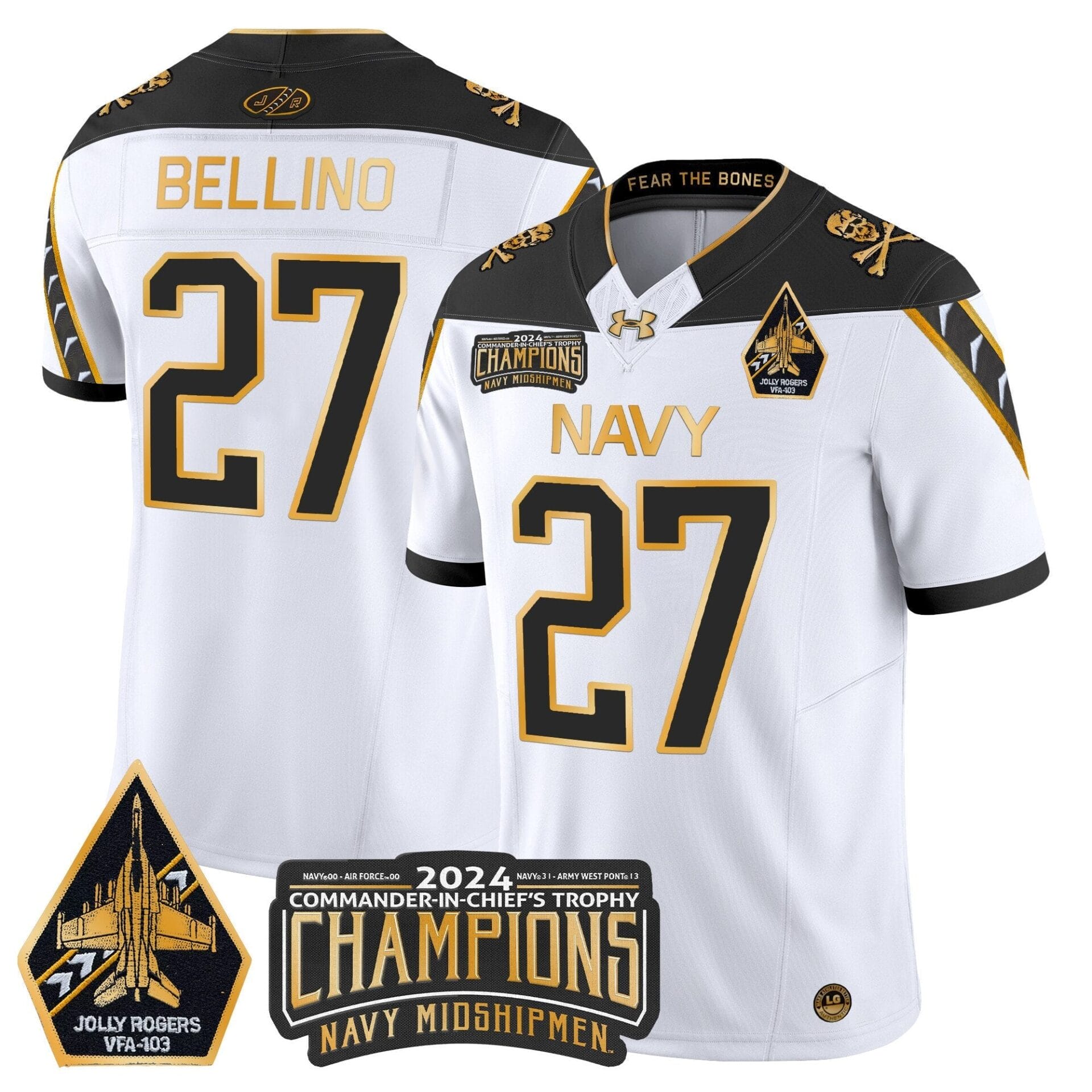 Navy Midshipmen 2024 Commander-In-Chief's Trophy Champions Patch Gold Vapor Limited Jersey - All Stitched - Image 16