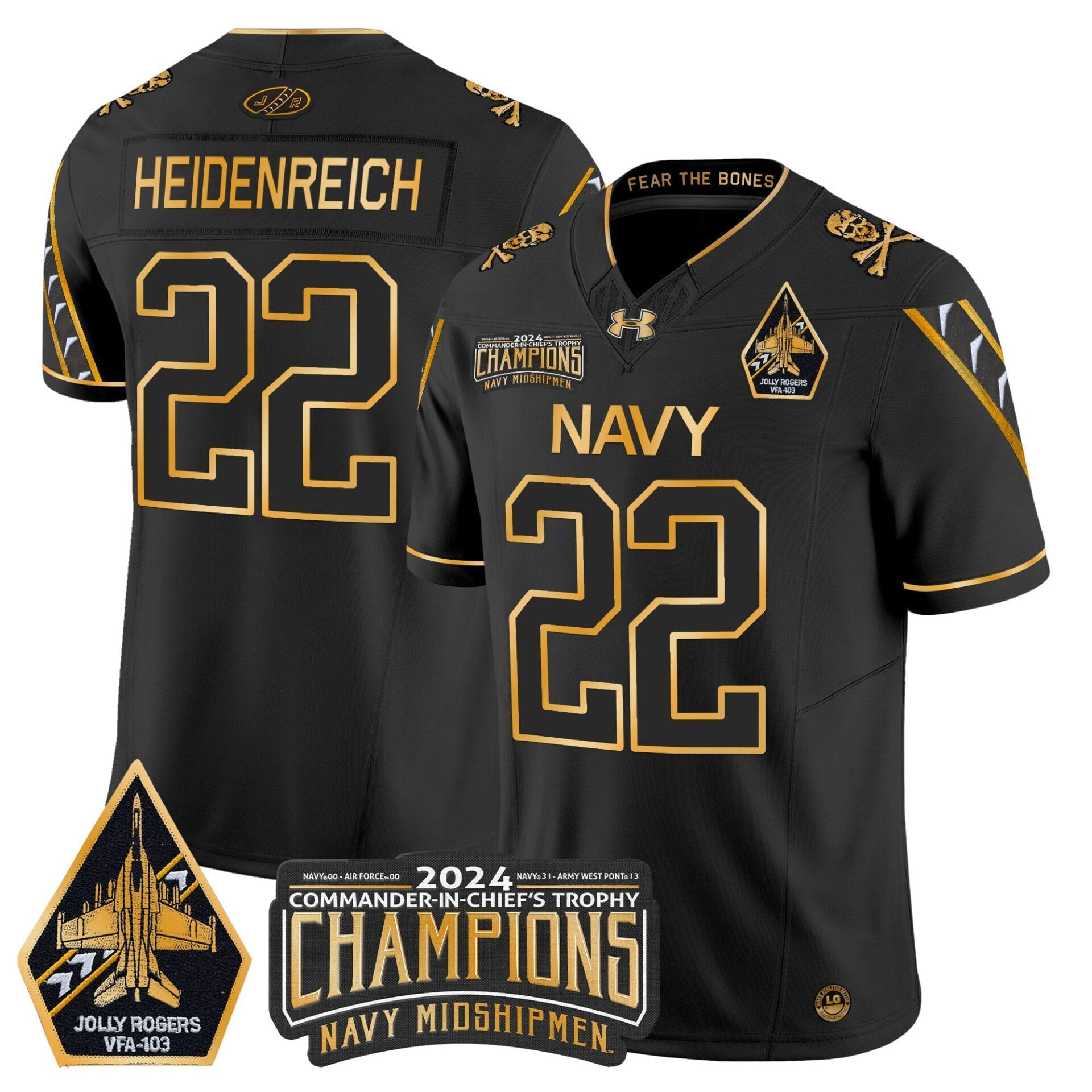 Navy Midshipmen 2024 Commander-In-Chief's Trophy Champions Patch Gold Vapor Limited Jersey - All Stitched - Image 22