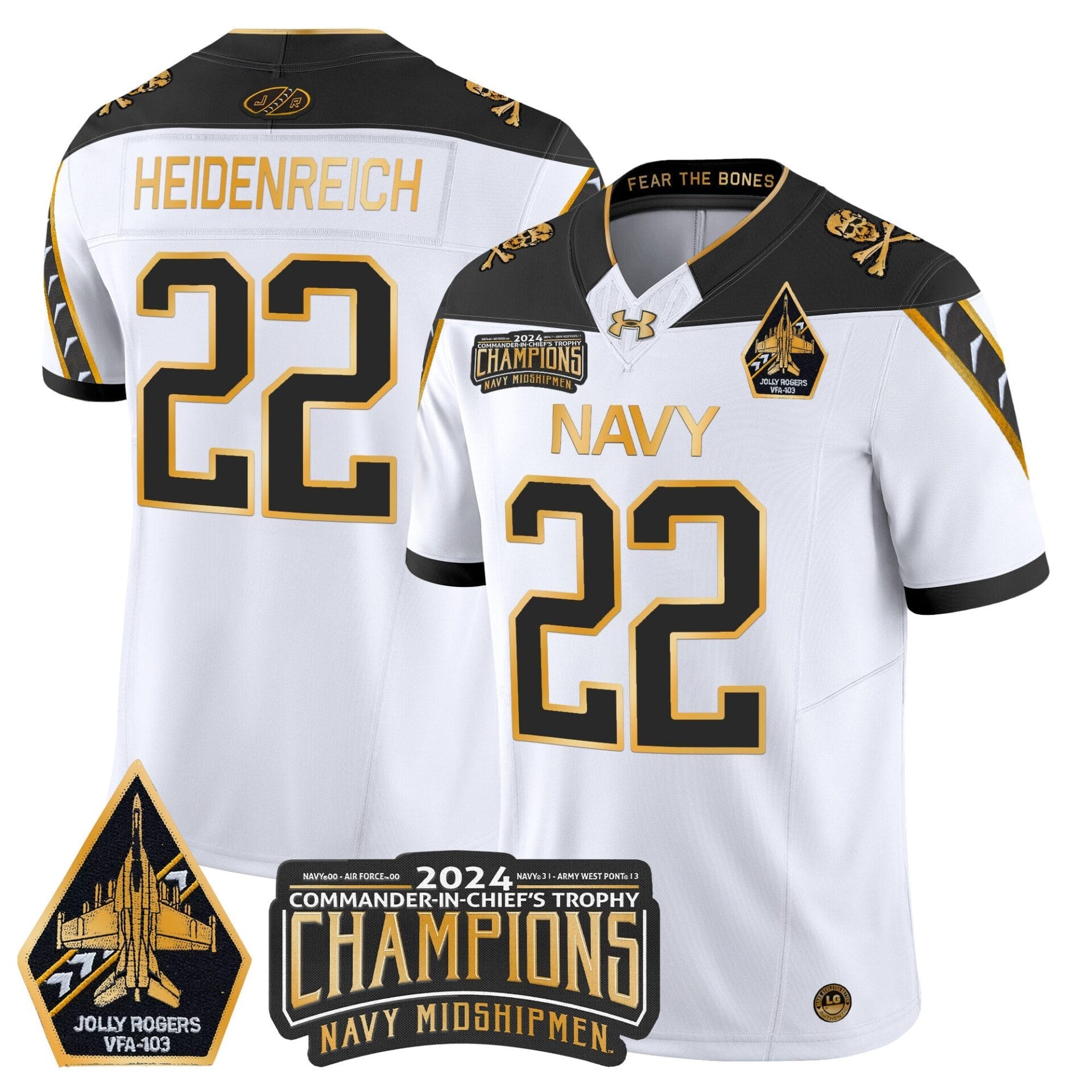 Navy Midshipmen 2024 Commander-In-Chief's Trophy Champions Patch Gold Vapor Limited Jersey - All Stitched - Image 12