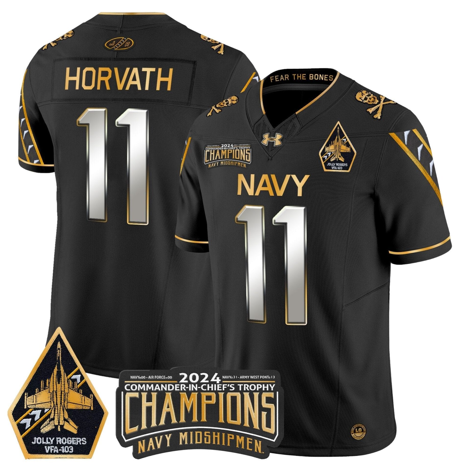 Navy Midshipmen 2024 Commander-In-Chief's Trophy Champions Patch Gold Vapor Limited Jersey - All Stitched - Image 31
