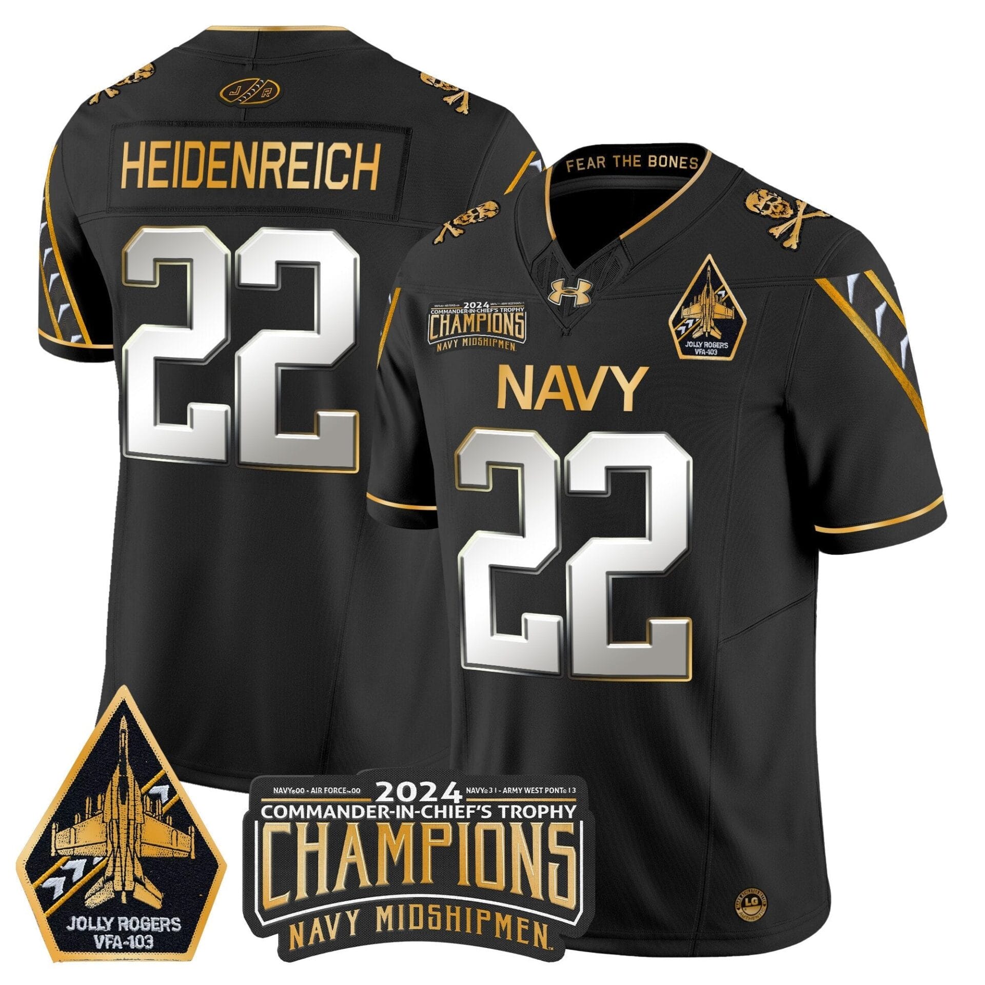 Navy Midshipmen 2024 Commander-In-Chief's Trophy Champions Patch Gold Vapor Limited Jersey - All Stitched - Image 32