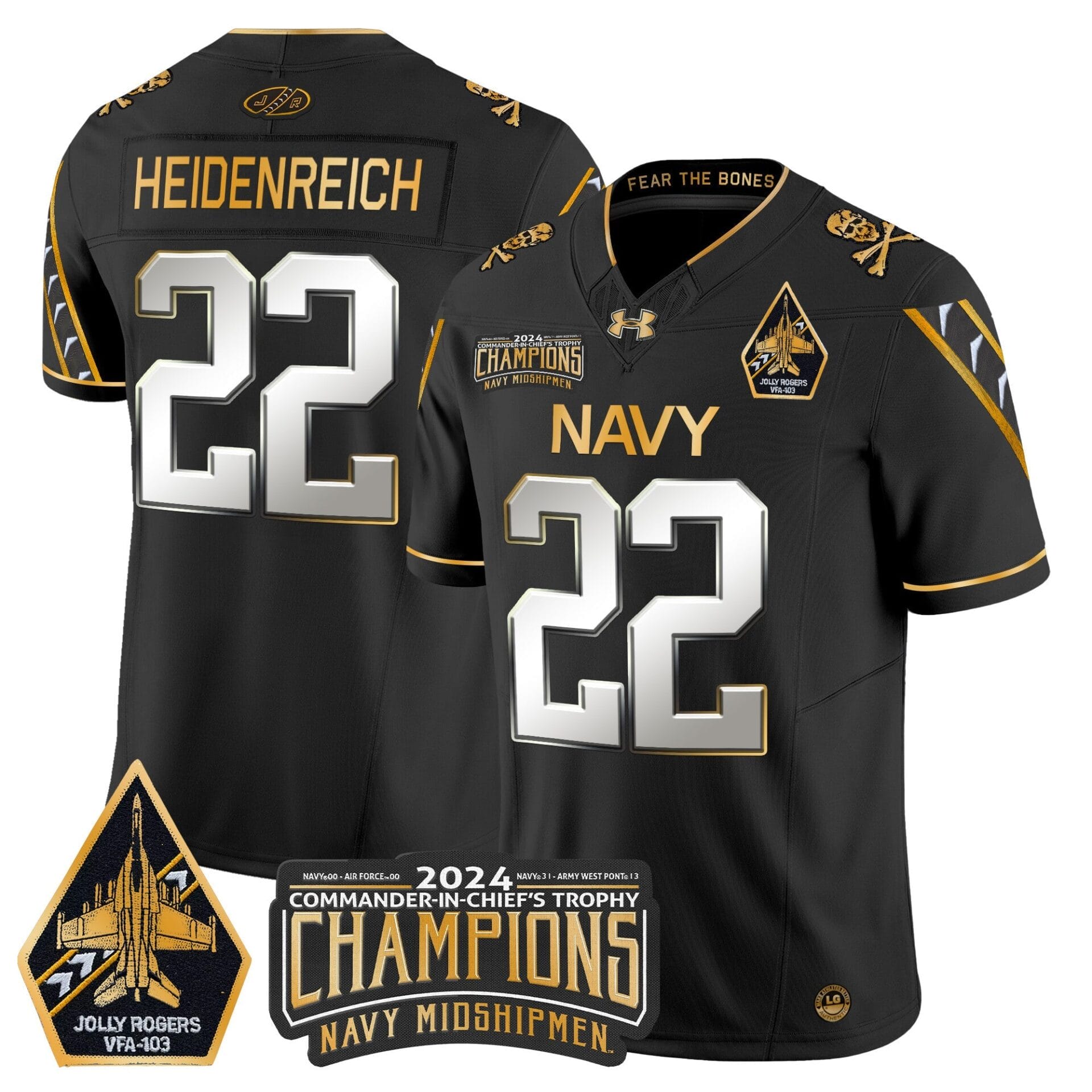 Navy Midshipmen 2024 Commander-In-Chief's Trophy Champions Patch Gold Vapor Limited Jersey - All Stitched - Image 32