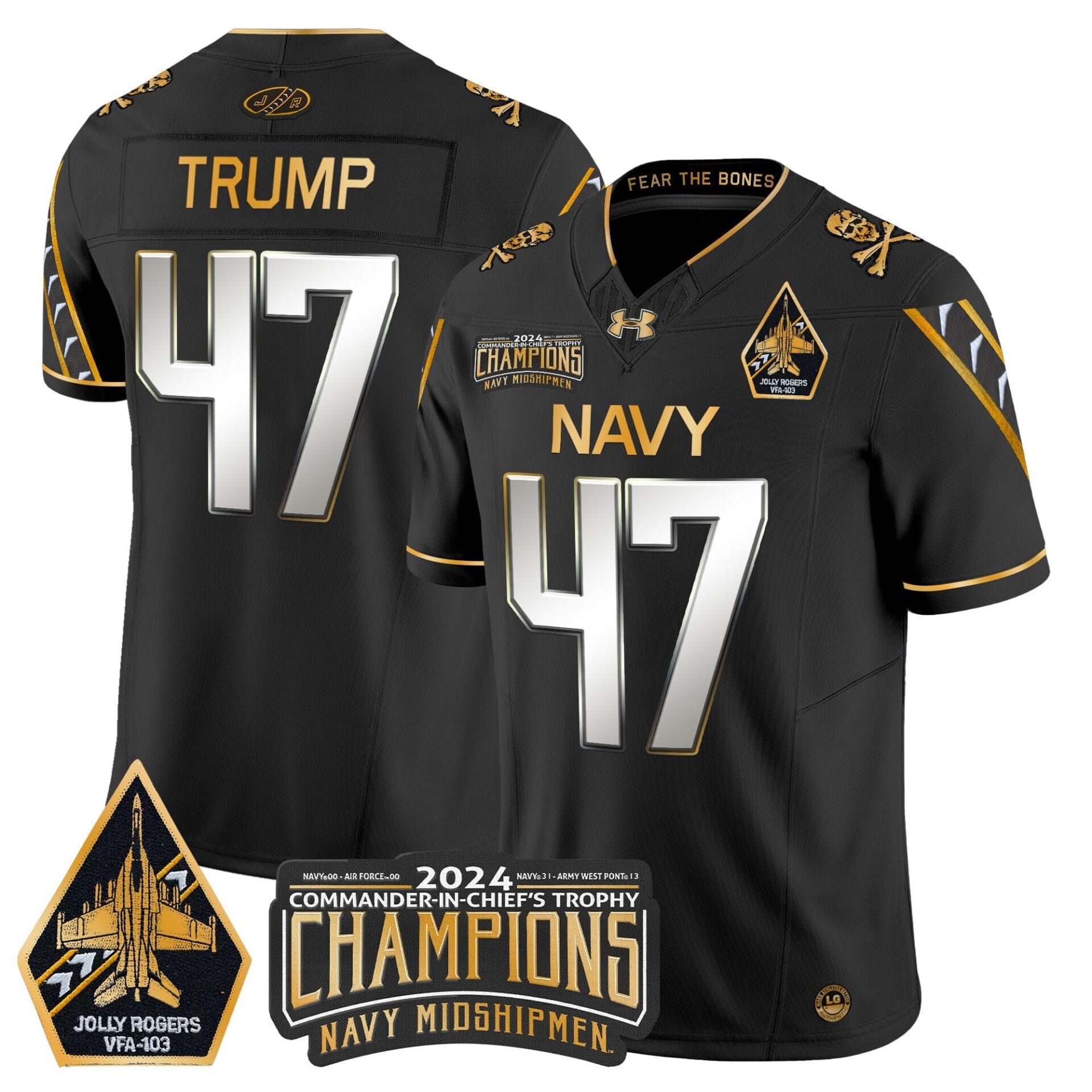 Navy Midshipmen 2024 Commander-In-Chief's Trophy Champions Patch Gold Vapor Limited Jersey - All Stitched - Image 37