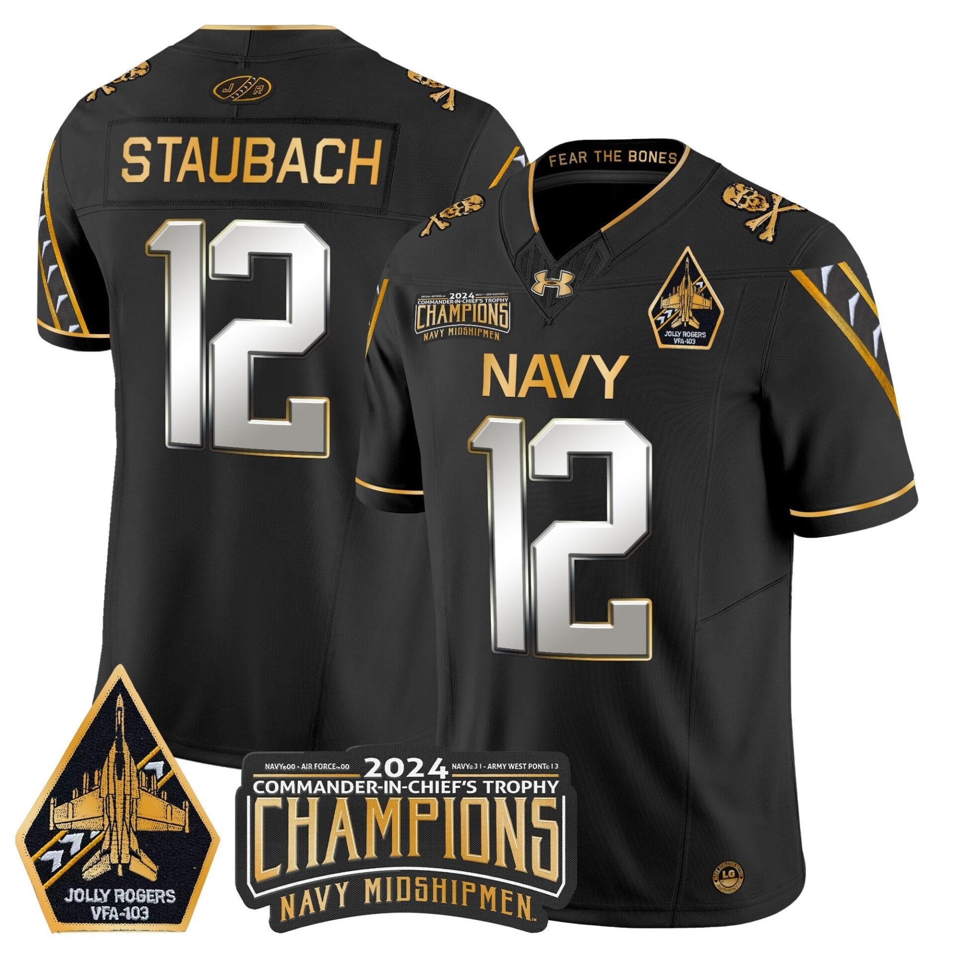 Navy Midshipmen 2024 Commander-In-Chief's Trophy Champions Patch Gold Vapor Limited Jersey - All Stitched - Image 35