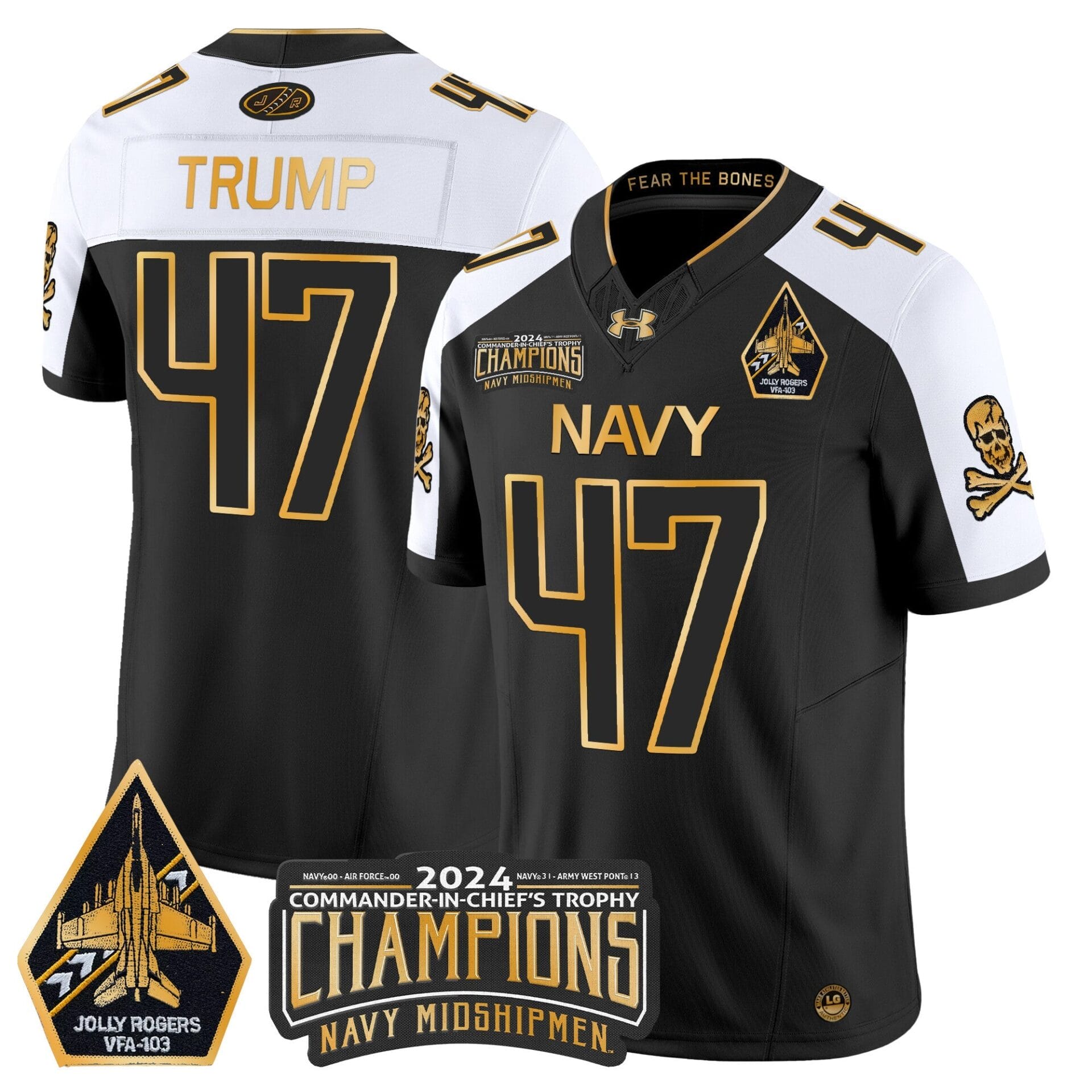 Navy Midshipmen 2024 Commander-In-Chief's Trophy Champions Patch Gold Vapor Limited Jersey - All Stitched - Image 7