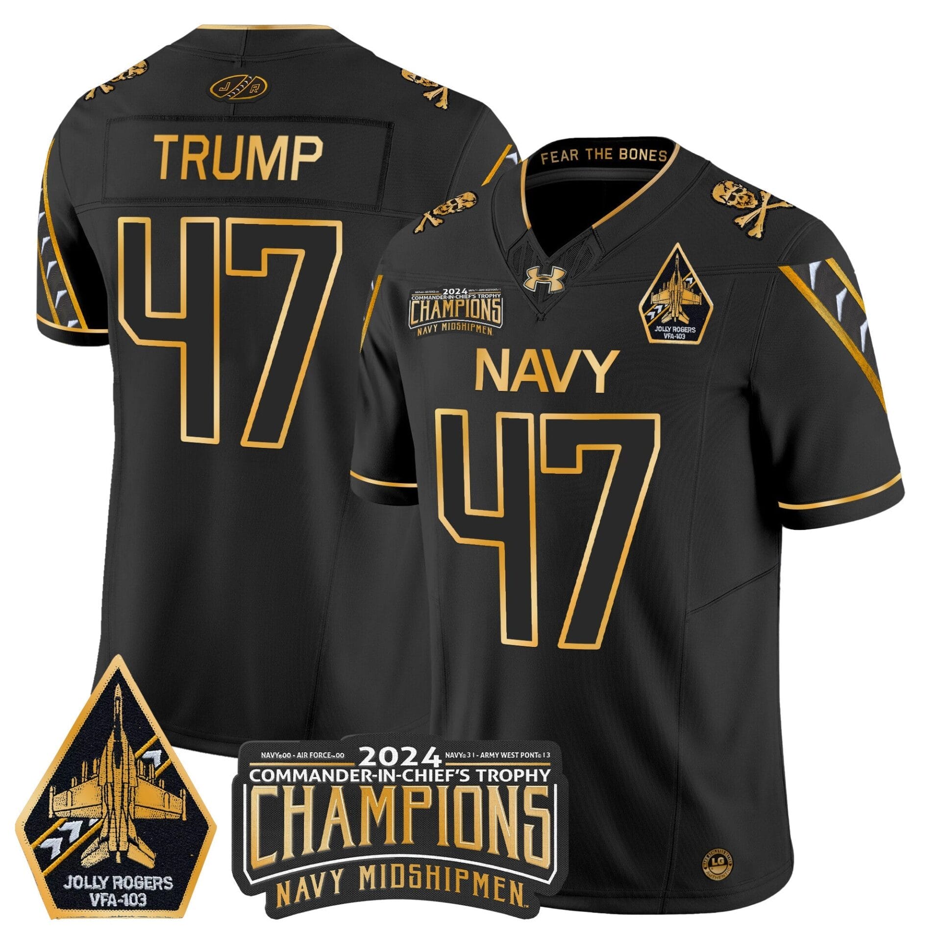 Navy Midshipmen 2024 Commander-In-Chief's Trophy Champions Patch Gold Vapor Limited Jersey - All Stitched - Image 27