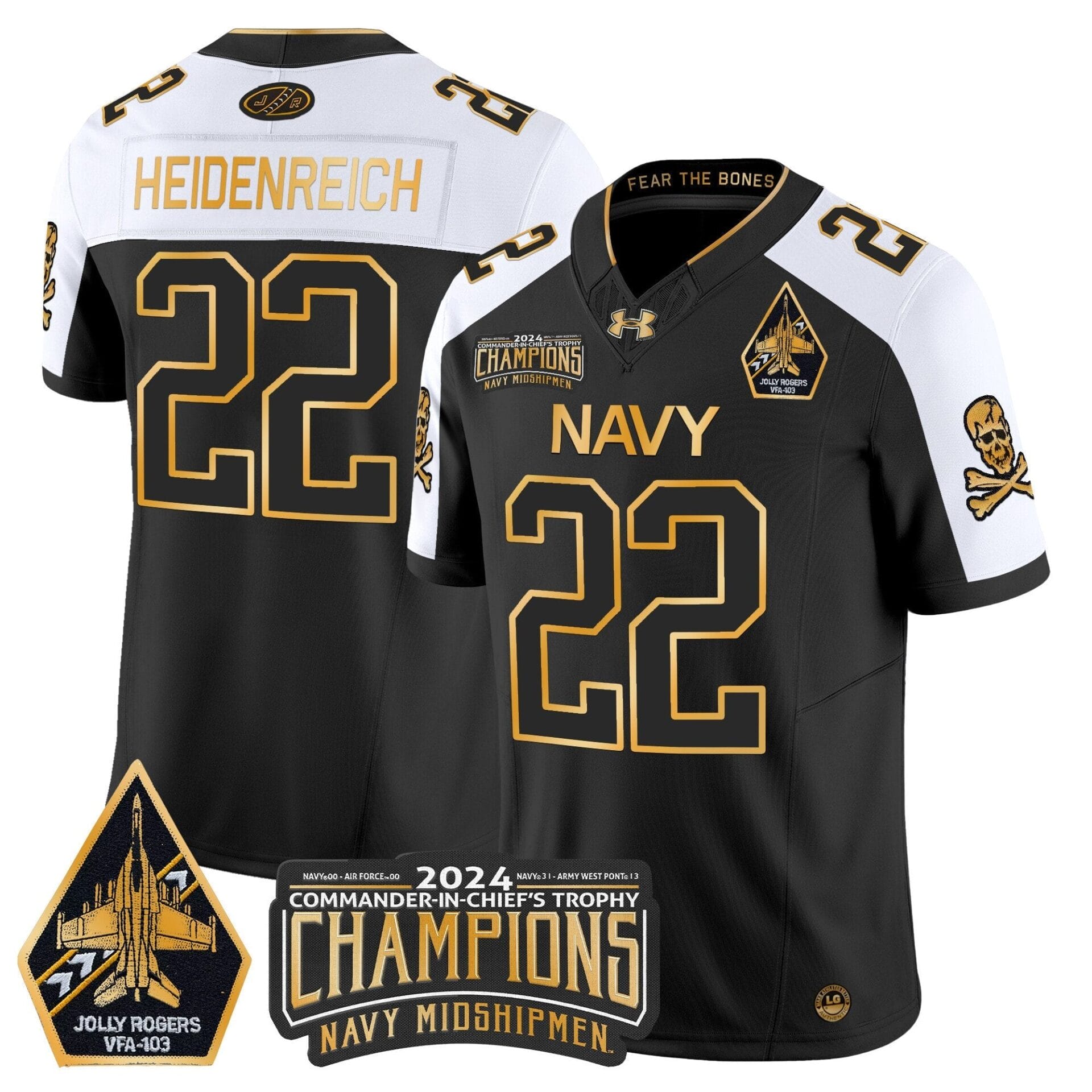 Navy Midshipmen 2024 Commander-In-Chief's Trophy Champions Patch Gold Vapor Limited Jersey - All Stitched - Image 2