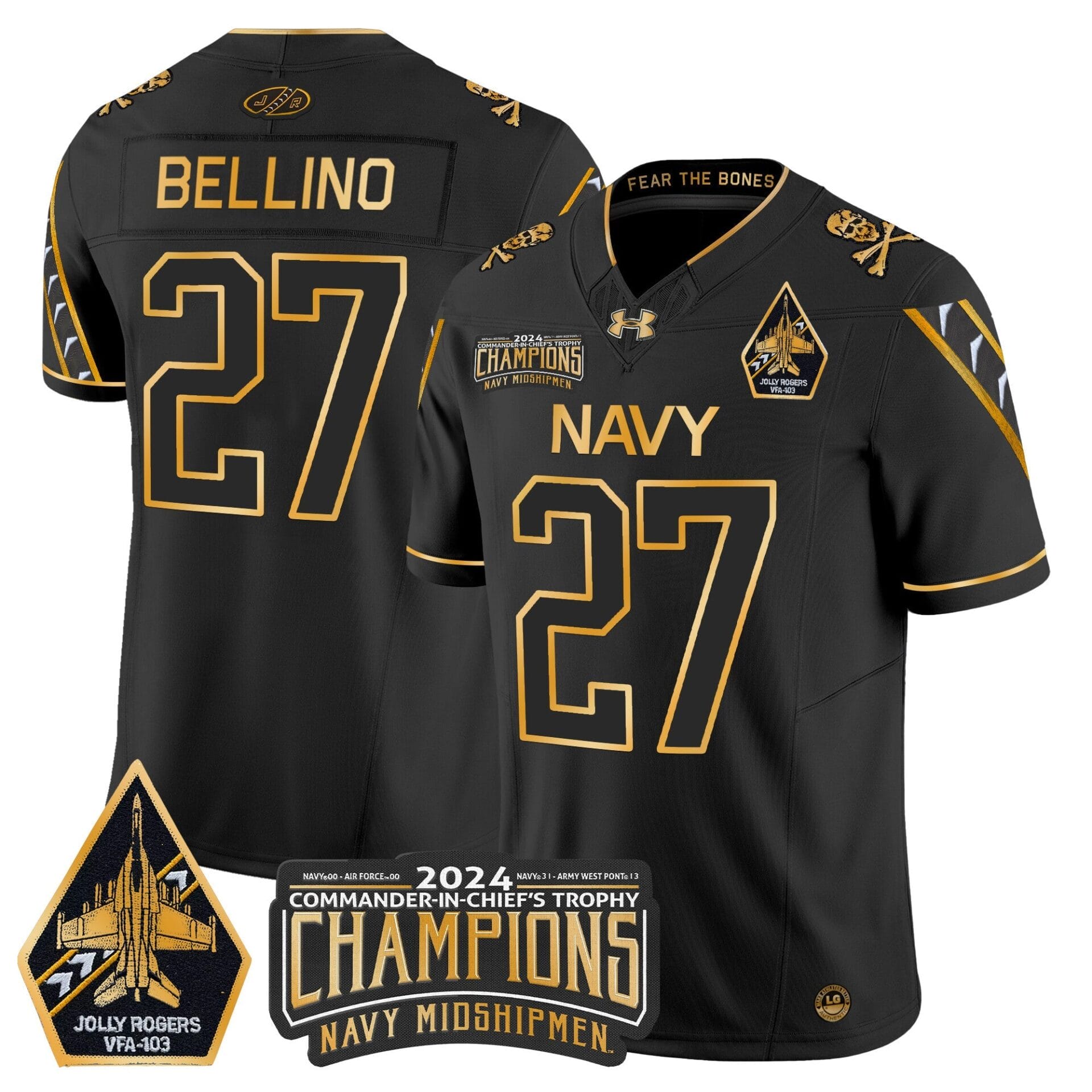 Navy Midshipmen 2024 Commander-In-Chief's Trophy Champions Patch Gold Vapor Limited Jersey - All Stitched - Image 26