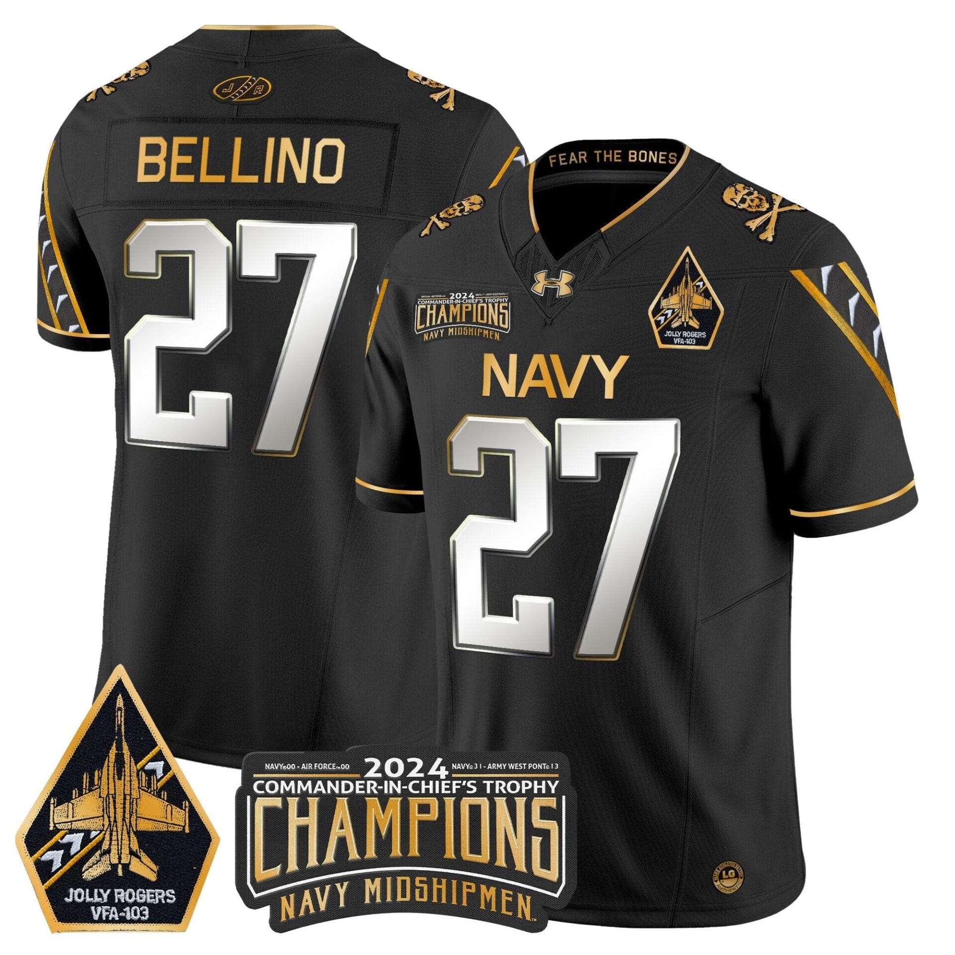 Navy Midshipmen 2024 Commander-In-Chief's Trophy Champions Patch Gold Vapor Limited Jersey - All Stitched - Image 36