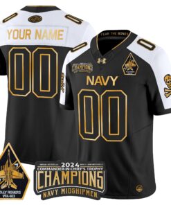 Navy Midshipmen 2024 Commander-In-Chief's Trophy Champions Patch Gold Vapor Limited Custom Jersey - All Stitched