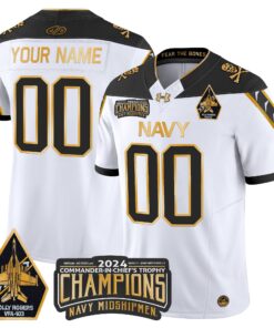 Alternative view of Navy Midshipmen 2024 Commander-In-Chief's Trophy Champions Patch Gold Vapor Limited Custom Jersey - All Stitched