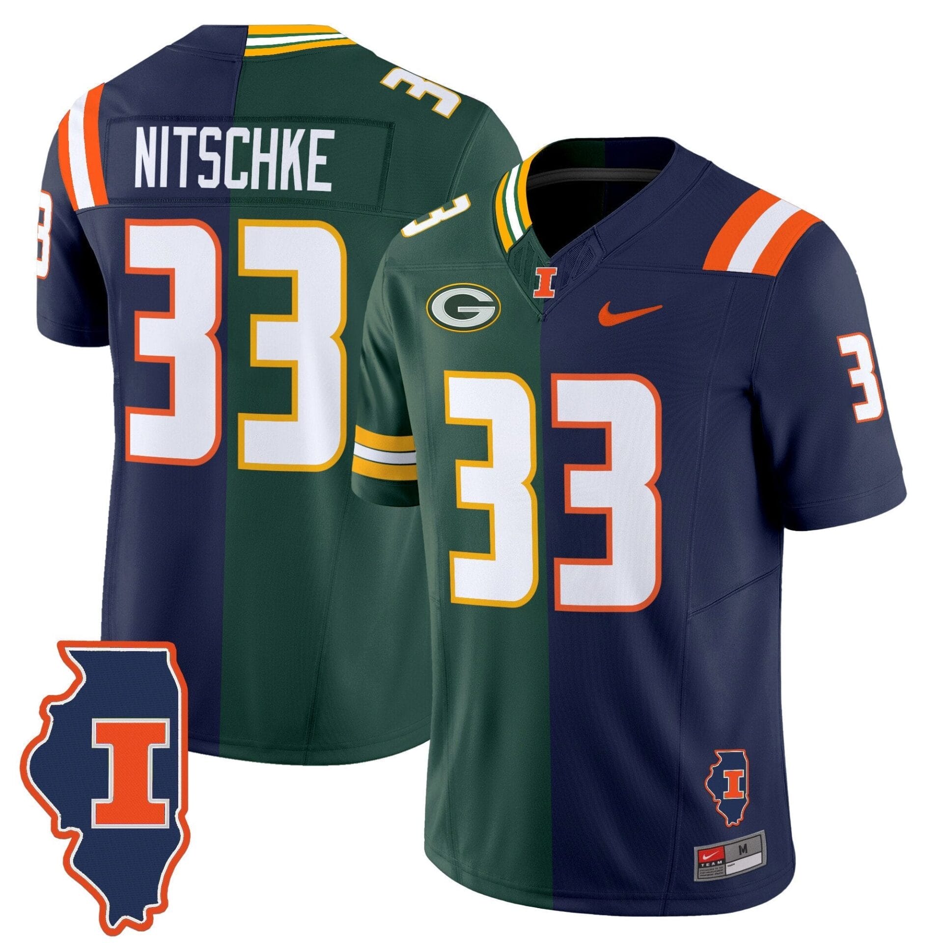 Illinois Fighting Illini Split Vapor Limited Jersey - All Stitched - Image 2