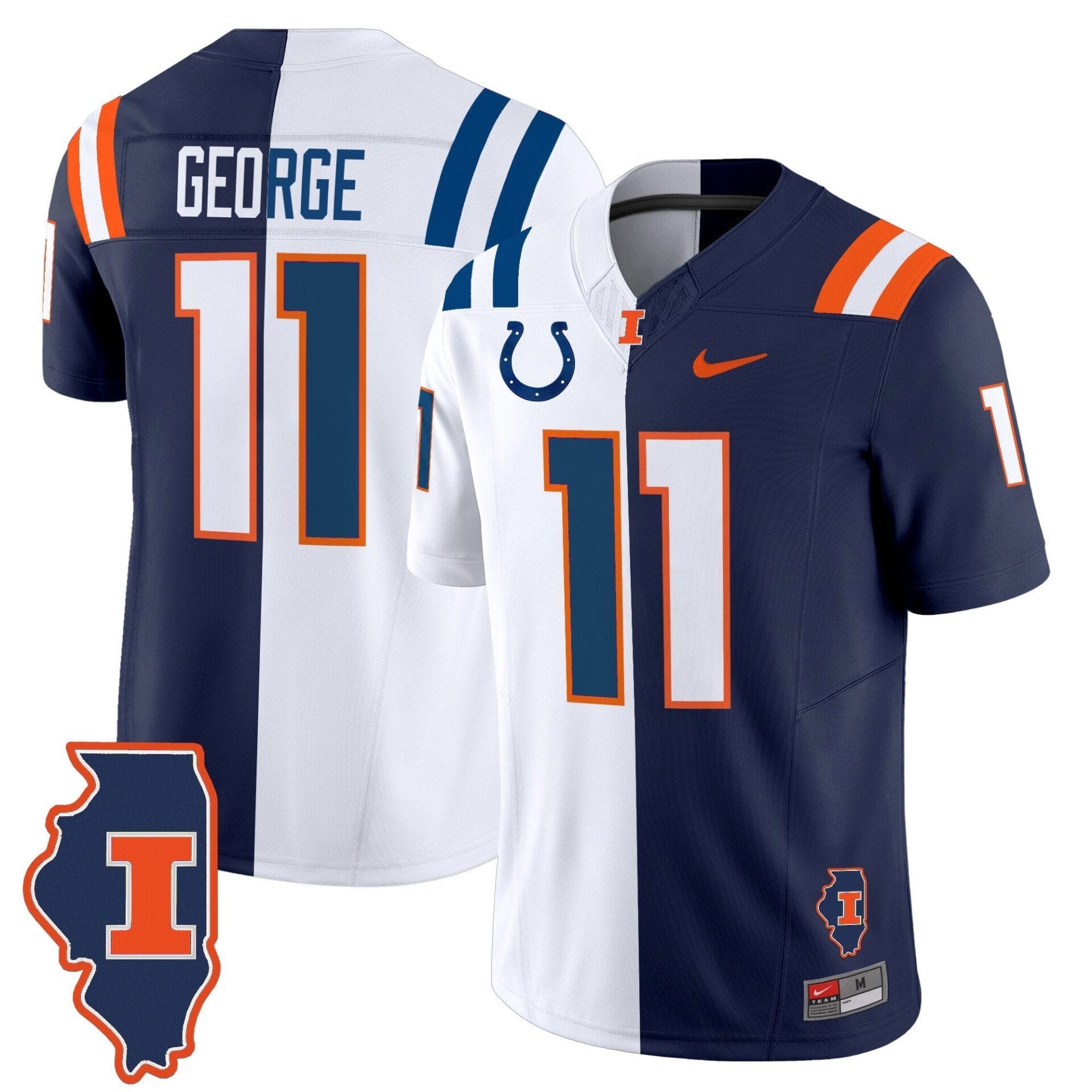 Illinois Fighting Illini Split Vapor Limited Jersey - All Stitched - Image 4