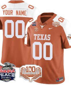 Alternative view of Custom Texas Longhorns 2024 Chick-fil-A Peach Bowl Jersey - All Stitched