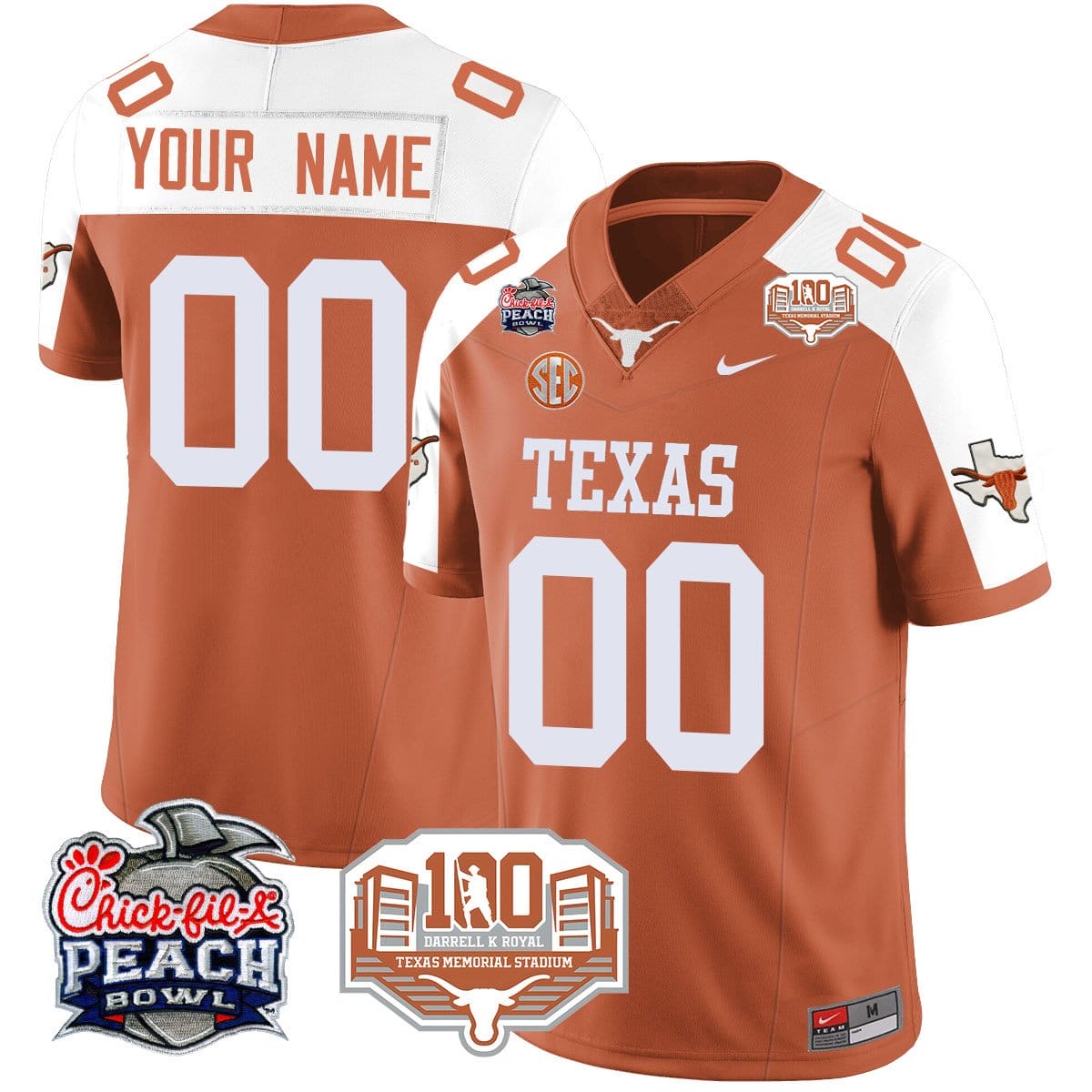 Custom Texas Longhorns 2024 Chick-fil-A Peach Bowl Jersey - All Stitched - Image 2