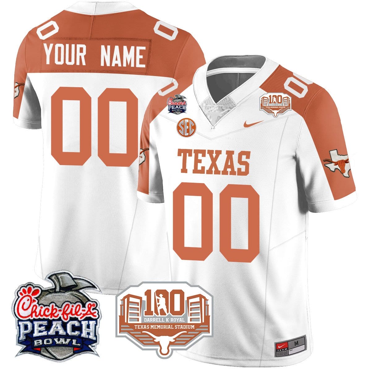 Custom Texas Longhorns 2024 Chick-fil-A Peach Bowl Jersey - All Stitched - Image 6