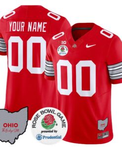 Alternative view of Ohio State Buckeyes 'Heritage Stripe' Rose Bowl Vapor Limited Custom Jersey - All Stitched