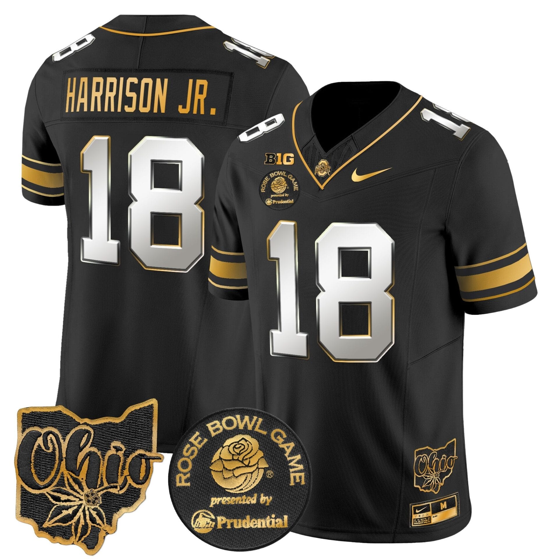 Ohio State Buckeyes Rose Bowl Gold Vapor Limited Jersey - All Stitched - Image 35