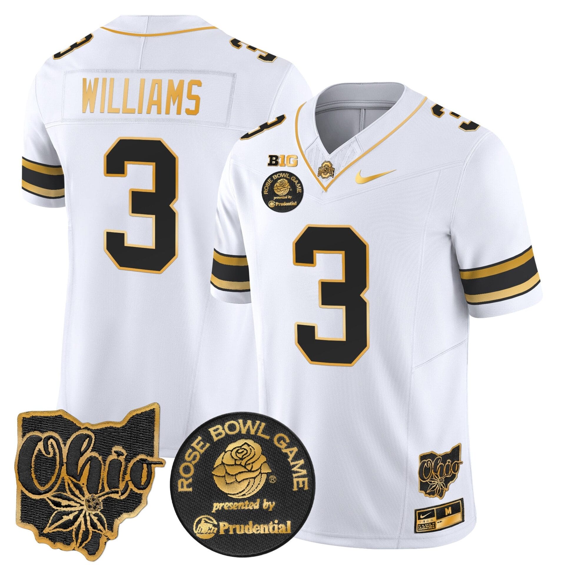 Ohio State Buckeyes Rose Bowl Gold Vapor Limited Jersey - All Stitched - Image 19