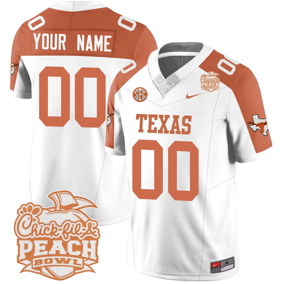 Custom Texas Longhorns 2024 Peach Bowl Jersey - All Stitched - Image 6