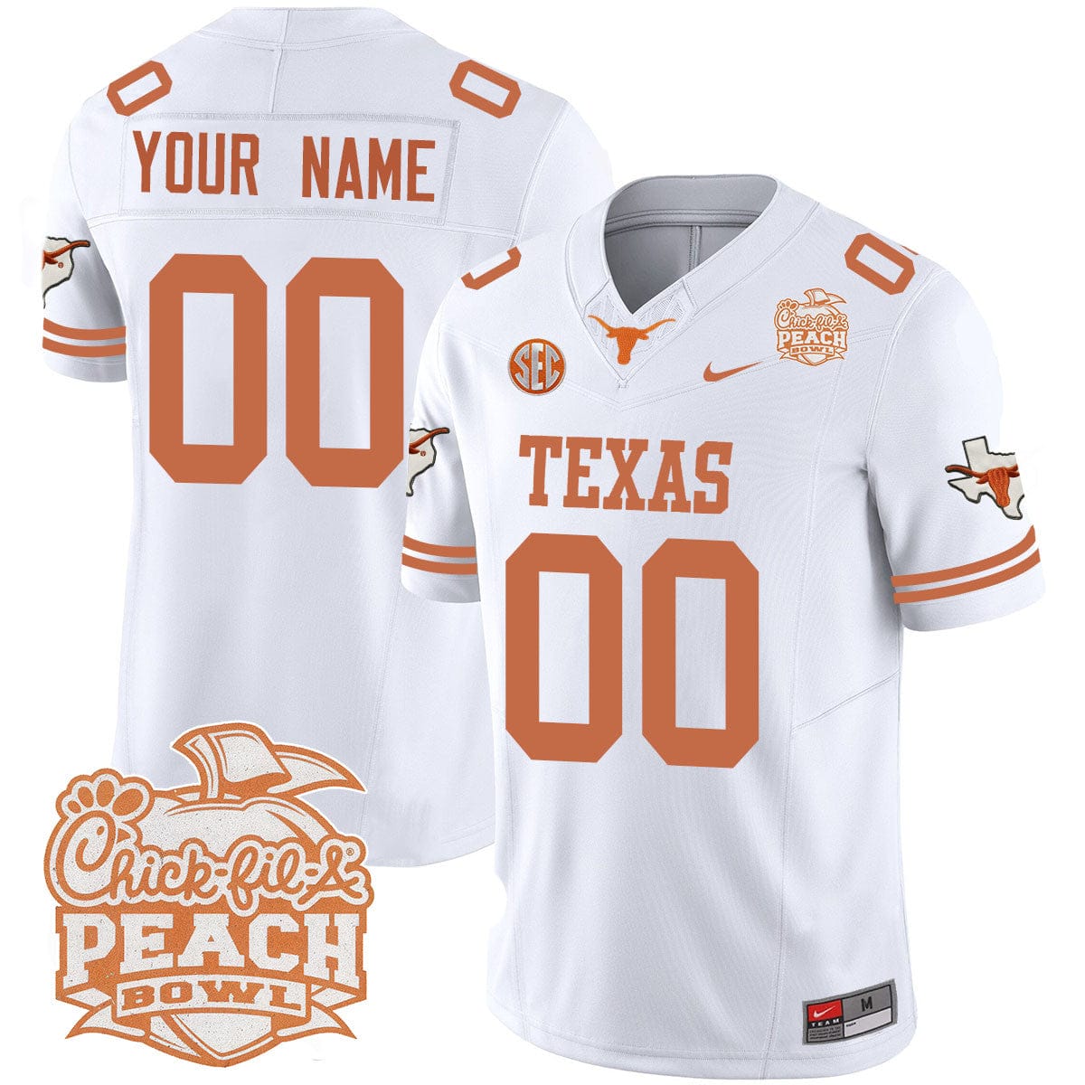 Custom Texas Longhorns 2024 Peach Bowl Jersey - All Stitched - Image 5