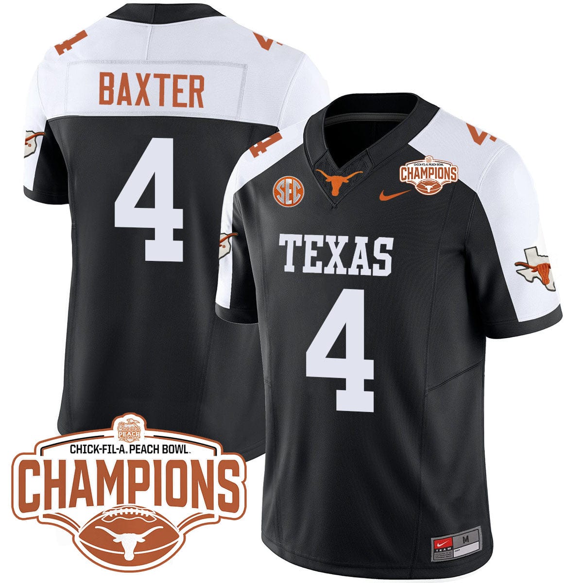 Texas Longhorns 2024 Peach Bowl Champions Jersey - All Stitched - Image 19