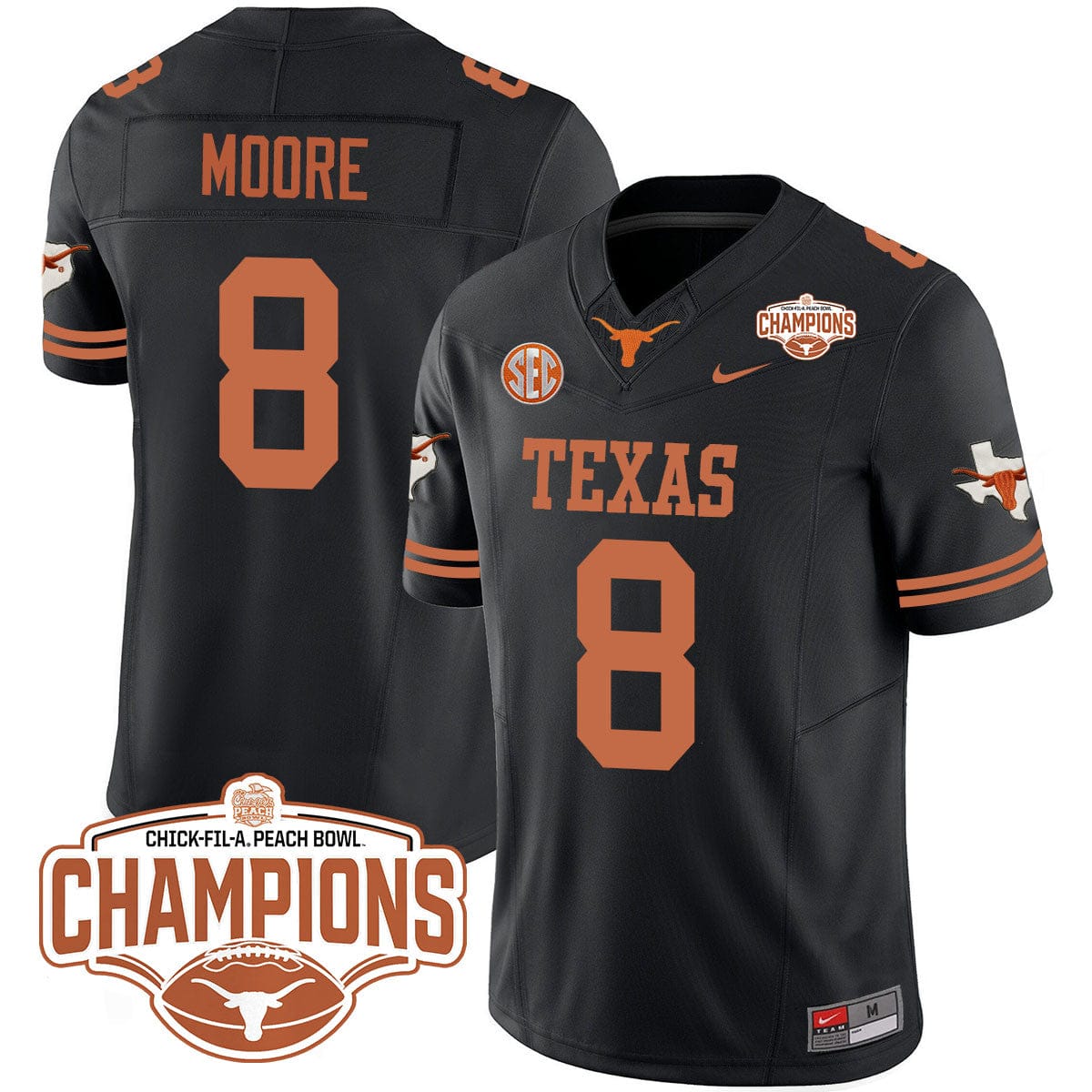 Texas Longhorns 2024 Peach Bowl Champions Jersey - All Stitched - Image 27