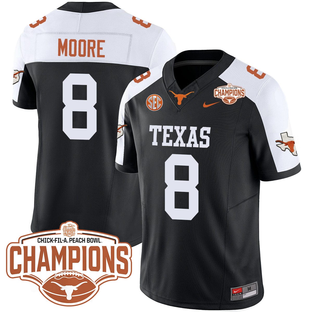 Texas Longhorns 2024 Peach Bowl Champions Jersey - All Stitched - Image 25