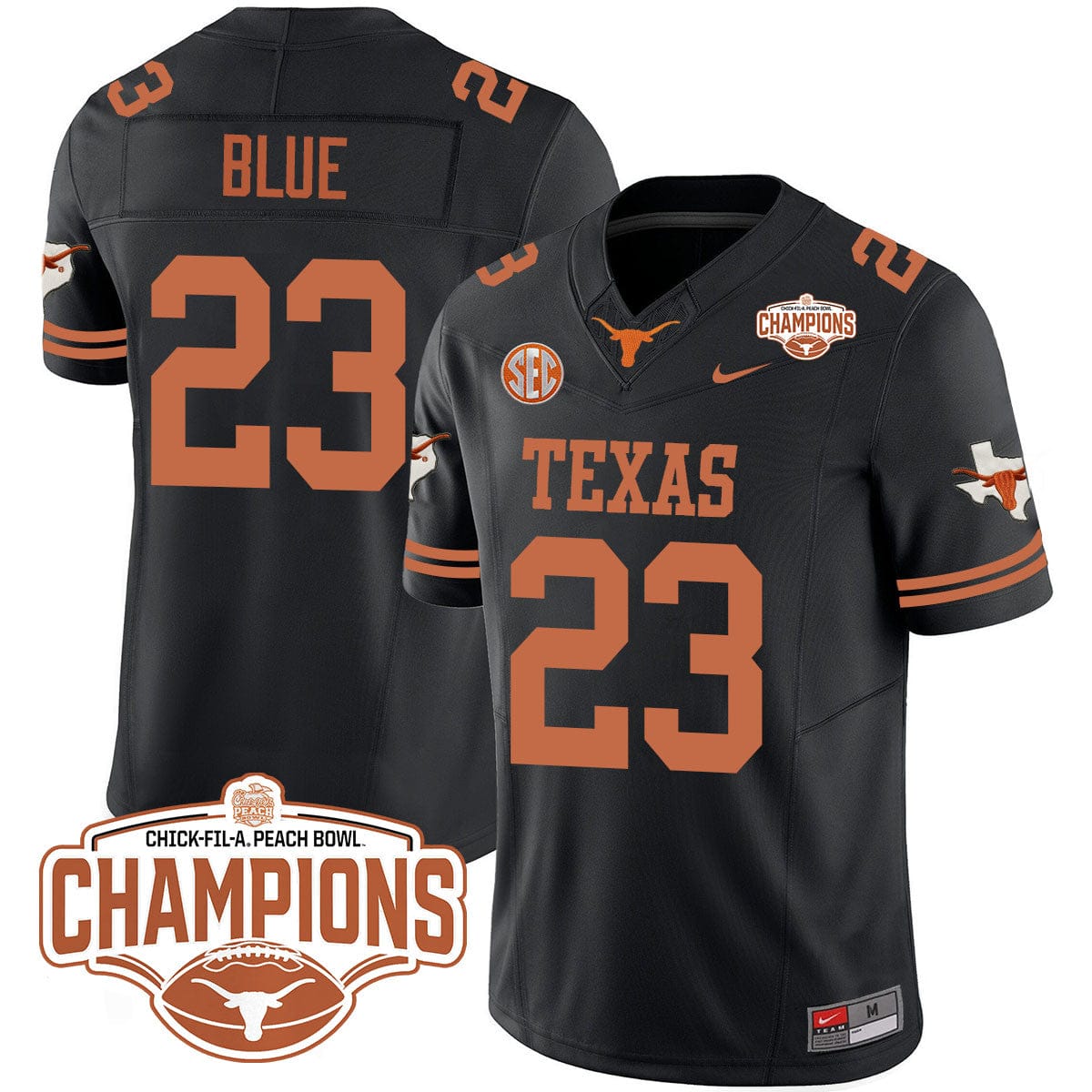 Texas Longhorns 2024 Peach Bowl Champions Jersey - All Stitched - Image 15