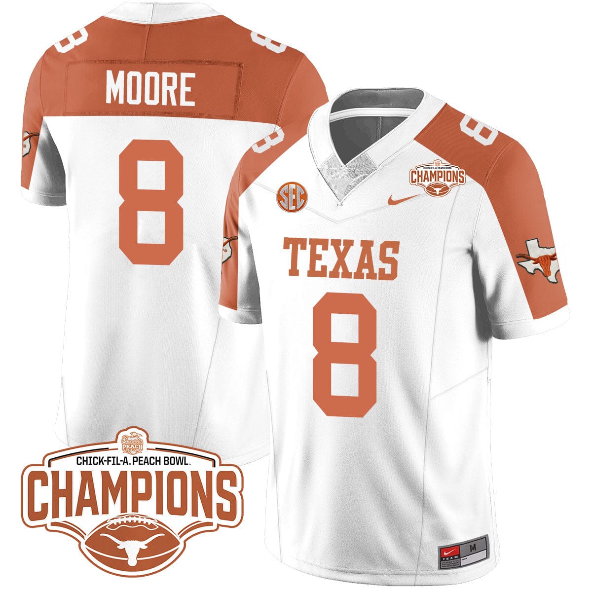 Texas Longhorns 2024 Peach Bowl Champions Jersey - All Stitched - Image 26