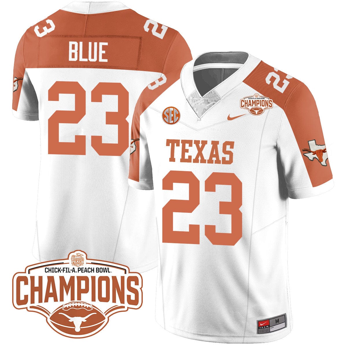 Texas Longhorns 2024 Peach Bowl Champions Jersey - All Stitched - Image 14
