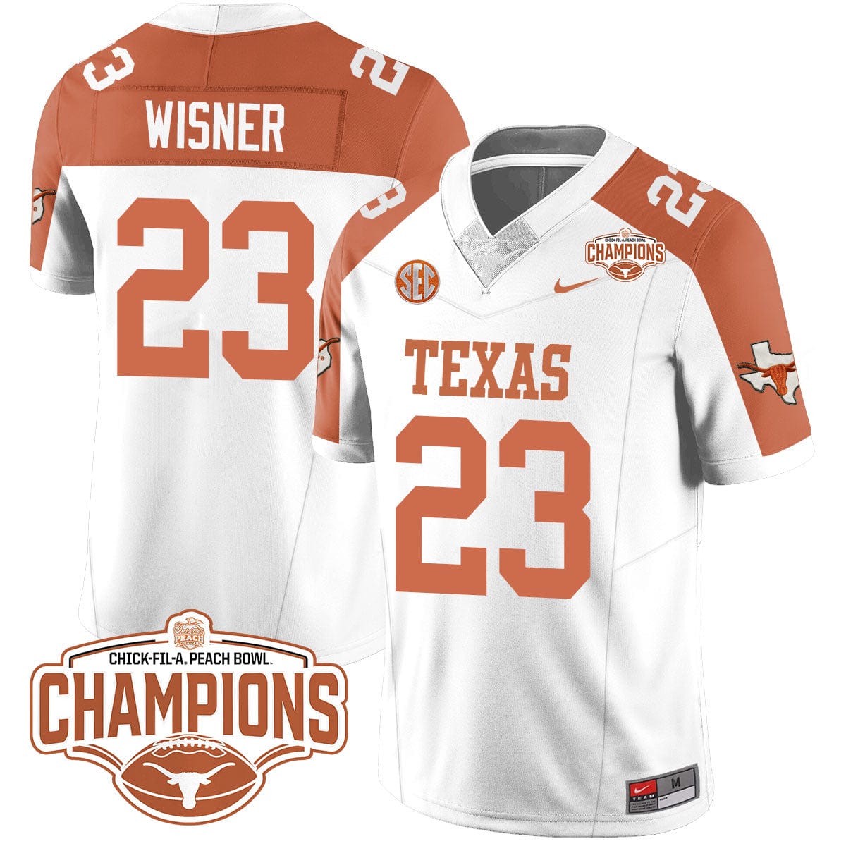 Texas Longhorns 2024 Peach Bowl Champions Jersey - All Stitched - Image 32