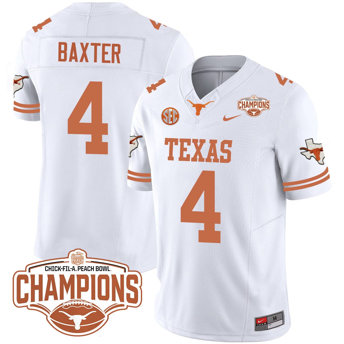 Texas Longhorns 2024 Peach Bowl Champions Jersey - All Stitched - Image 22