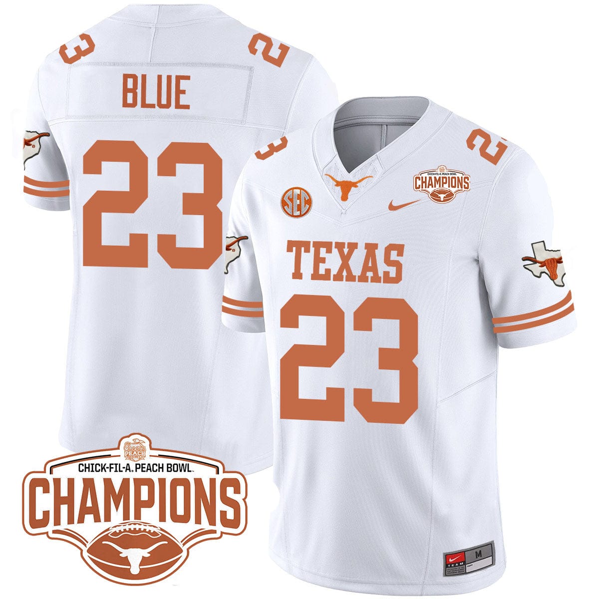 Texas Longhorns 2024 Peach Bowl Champions Jersey - All Stitched - Image 16