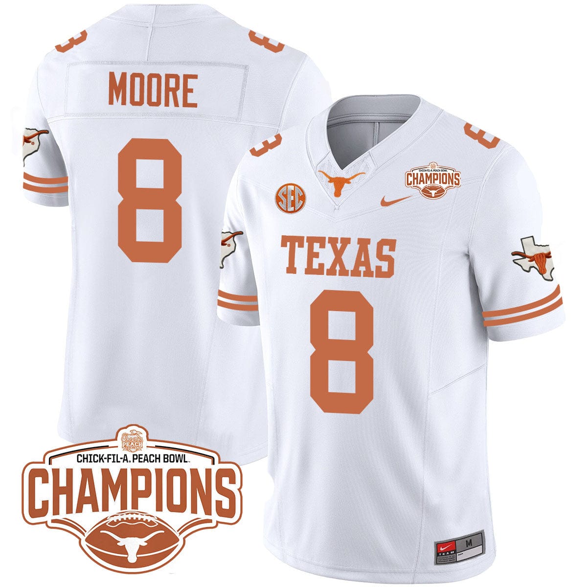 Texas Longhorns 2024 Peach Bowl Champions Jersey - All Stitched - Image 28