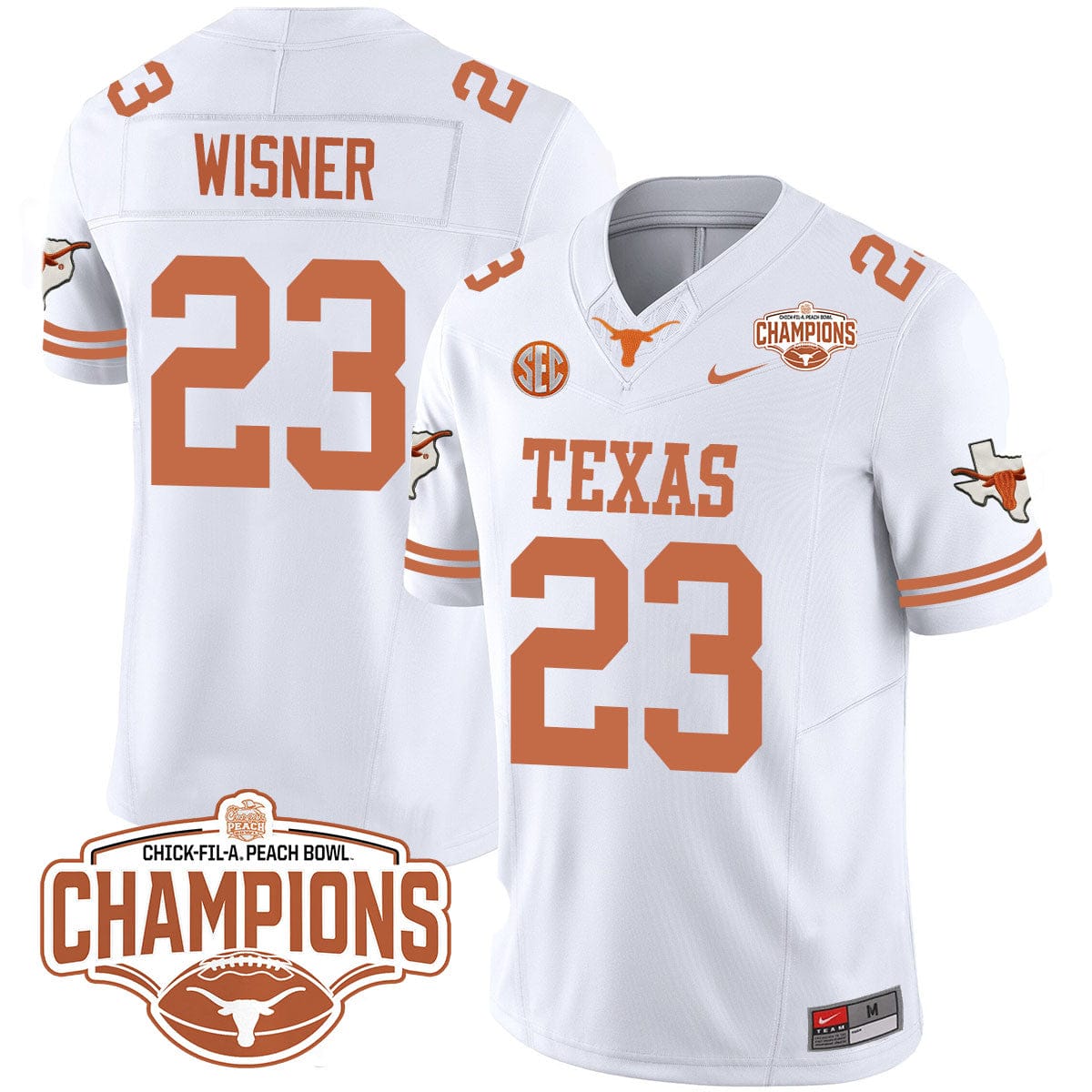 Texas Longhorns 2024 Peach Bowl Champions Jersey - All Stitched - Image 34