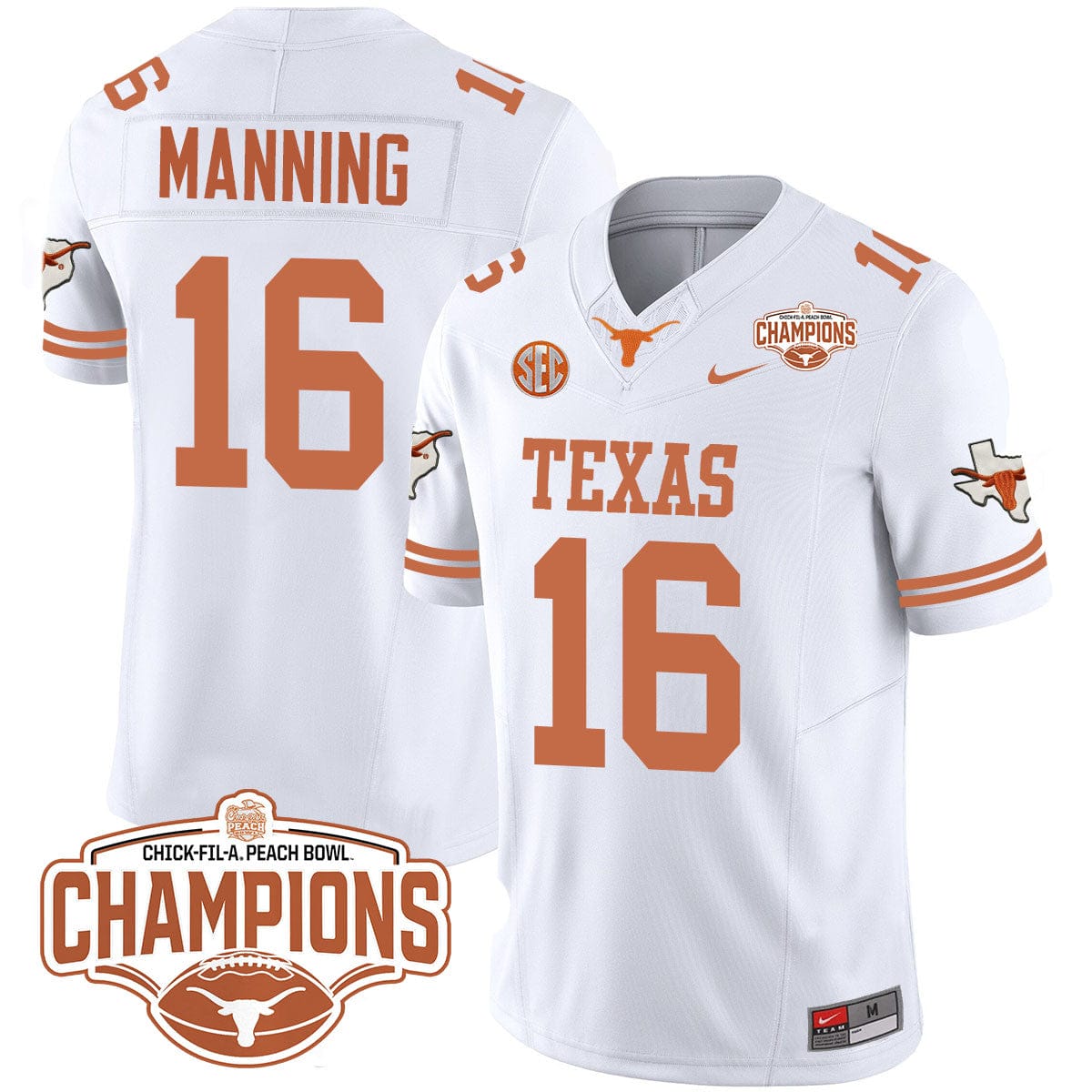 Texas Longhorns 2024 Peach Bowl Champions Jersey - All Stitched - Image 4