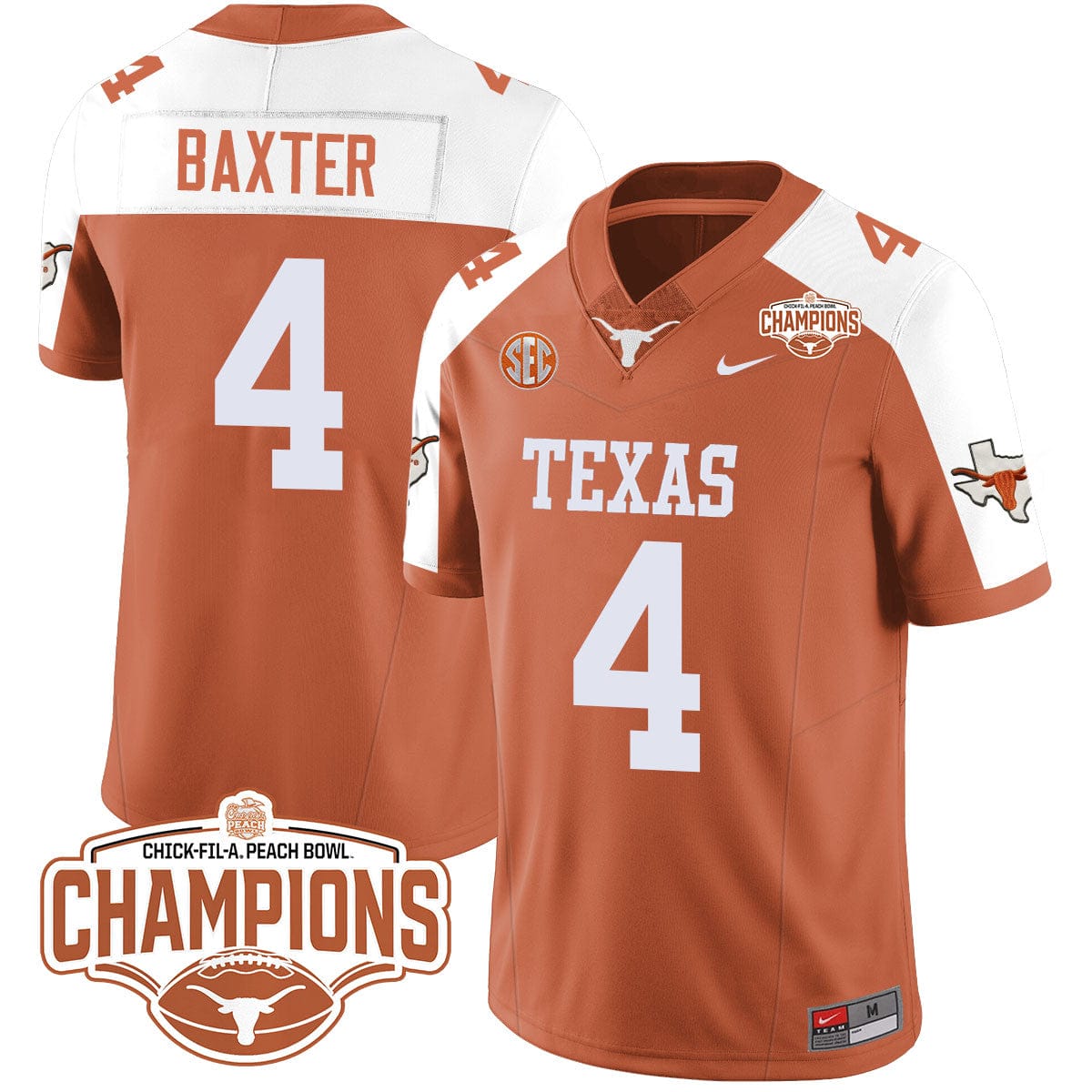 Texas Longhorns 2024 Peach Bowl Champions Jersey - All Stitched - Image 23