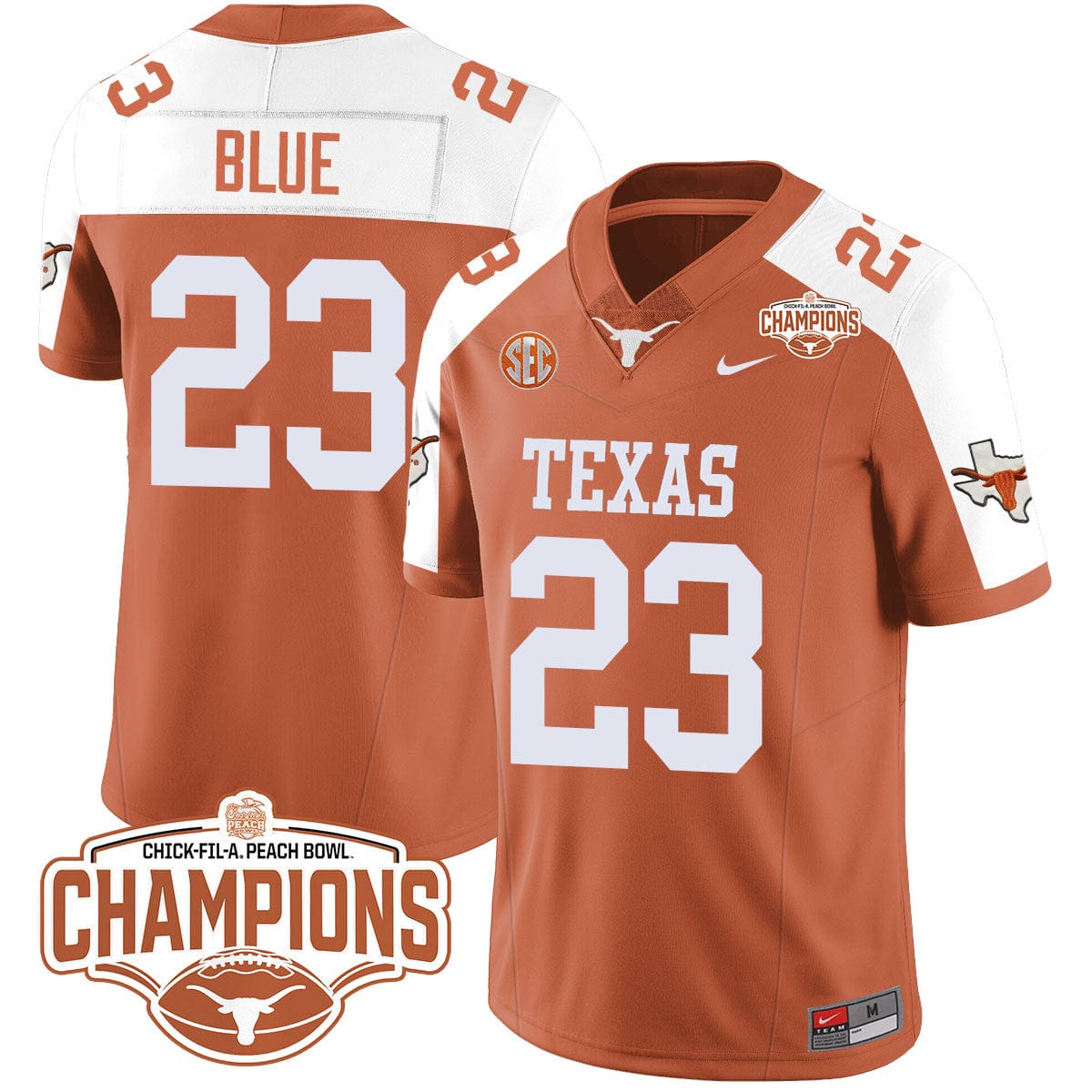 Texas Longhorns 2024 Peach Bowl Champions Jersey - All Stitched - Image 17