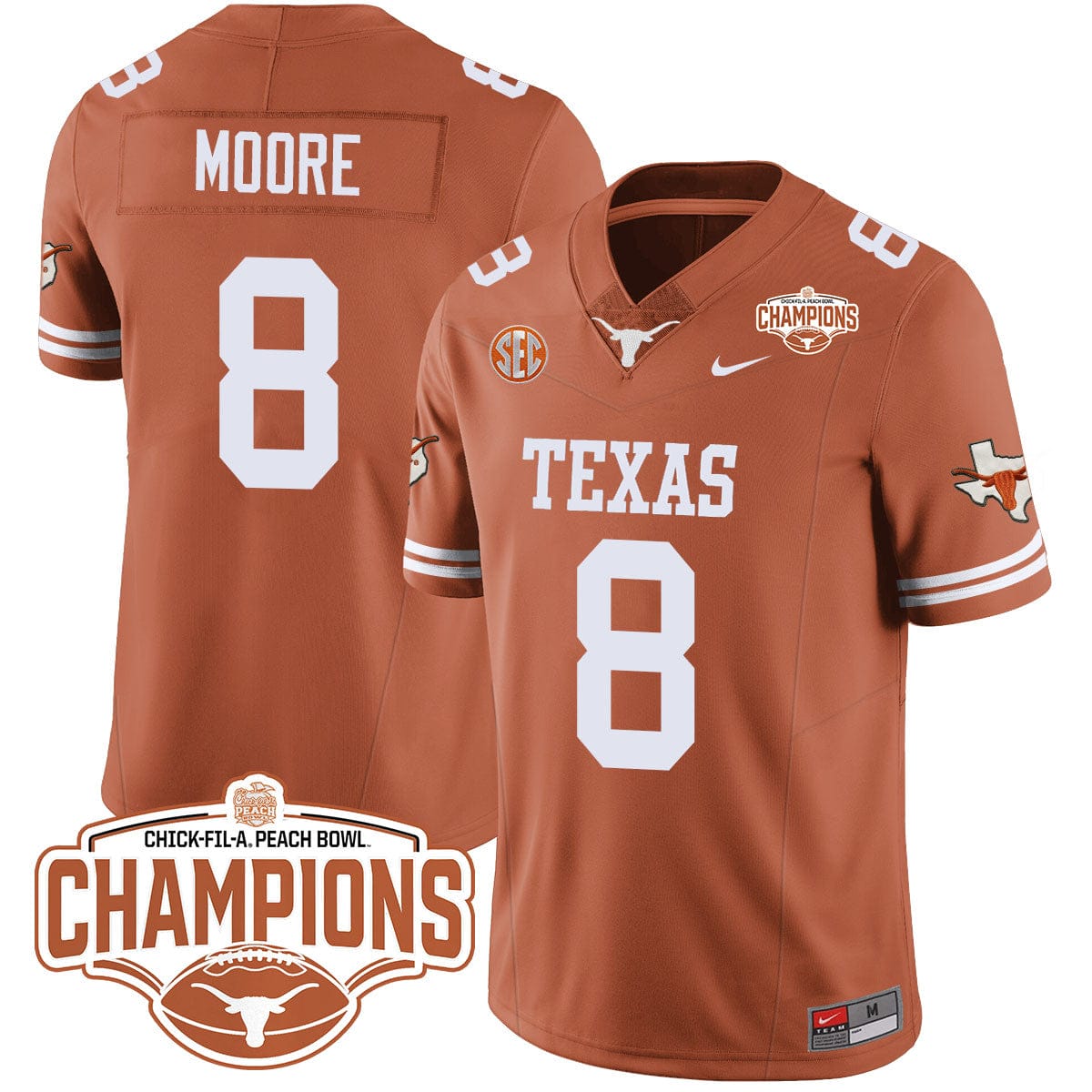 Texas Longhorns 2024 Peach Bowl Champions Jersey - All Stitched - Image 30