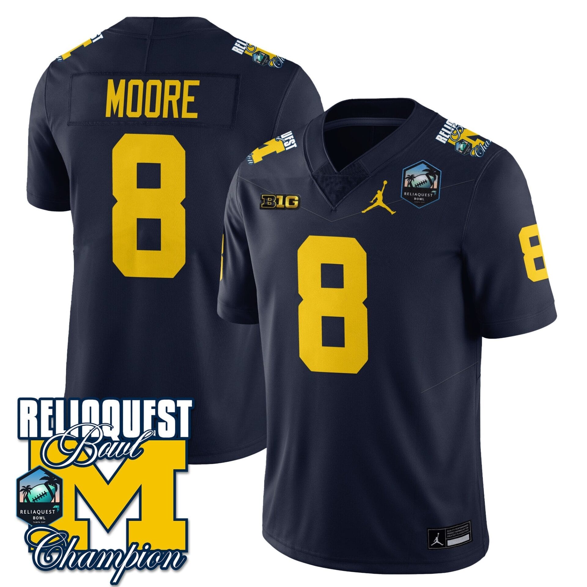 Michigan Wolverines 2024 ReliaQuest Bowl Champions Jersey - All Stitched - Image 35