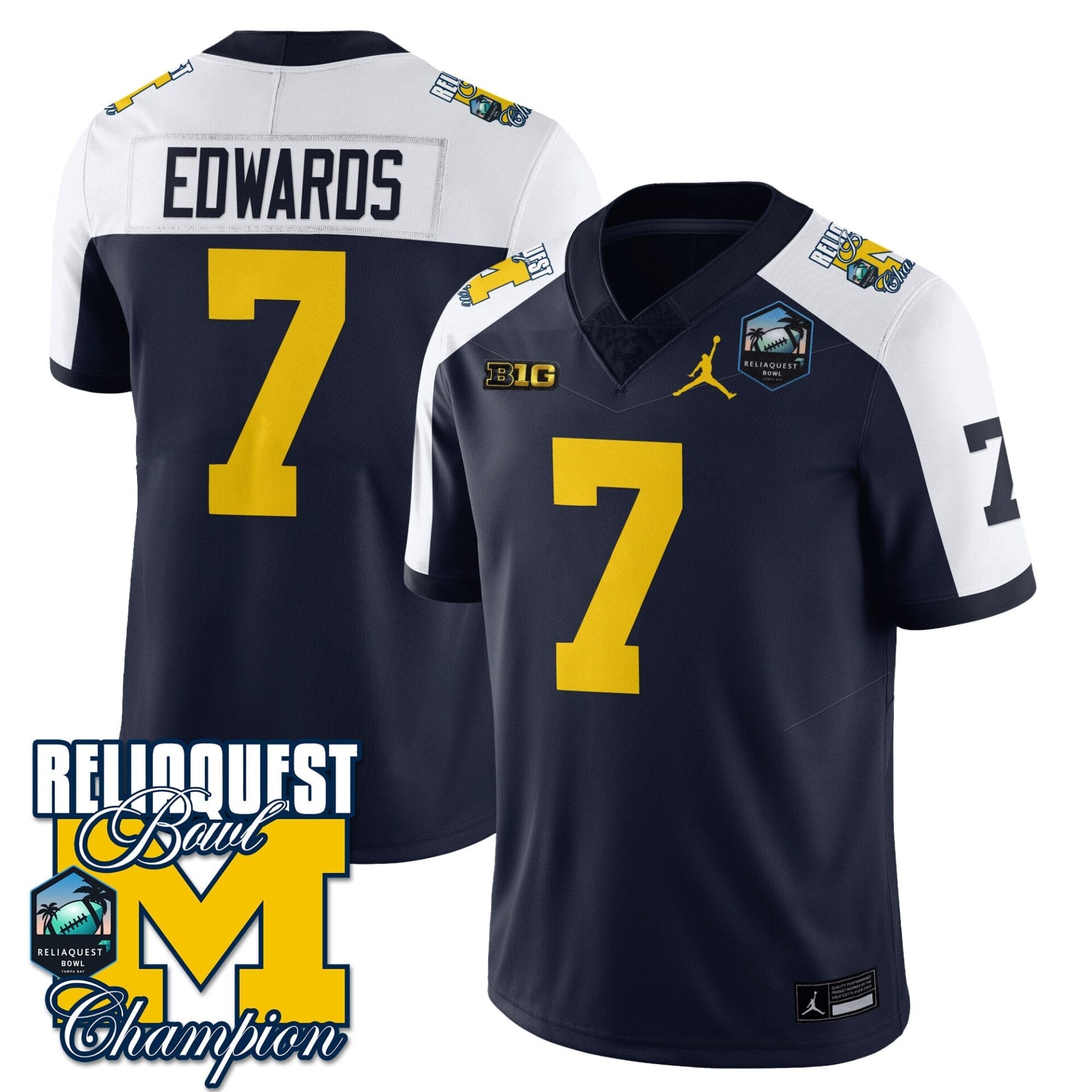 Michigan Wolverines 2024 ReliaQuest Bowl Champions Jersey - All Stitched - Image 16