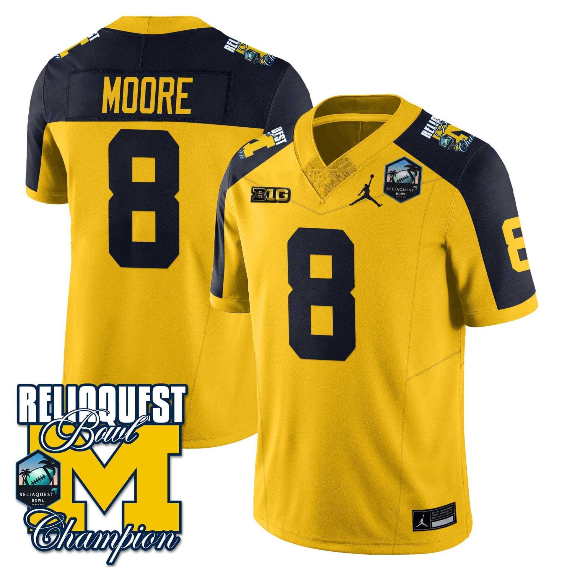 Michigan Wolverines 2024 ReliaQuest Bowl Champions Jersey - All Stitched - Image 34