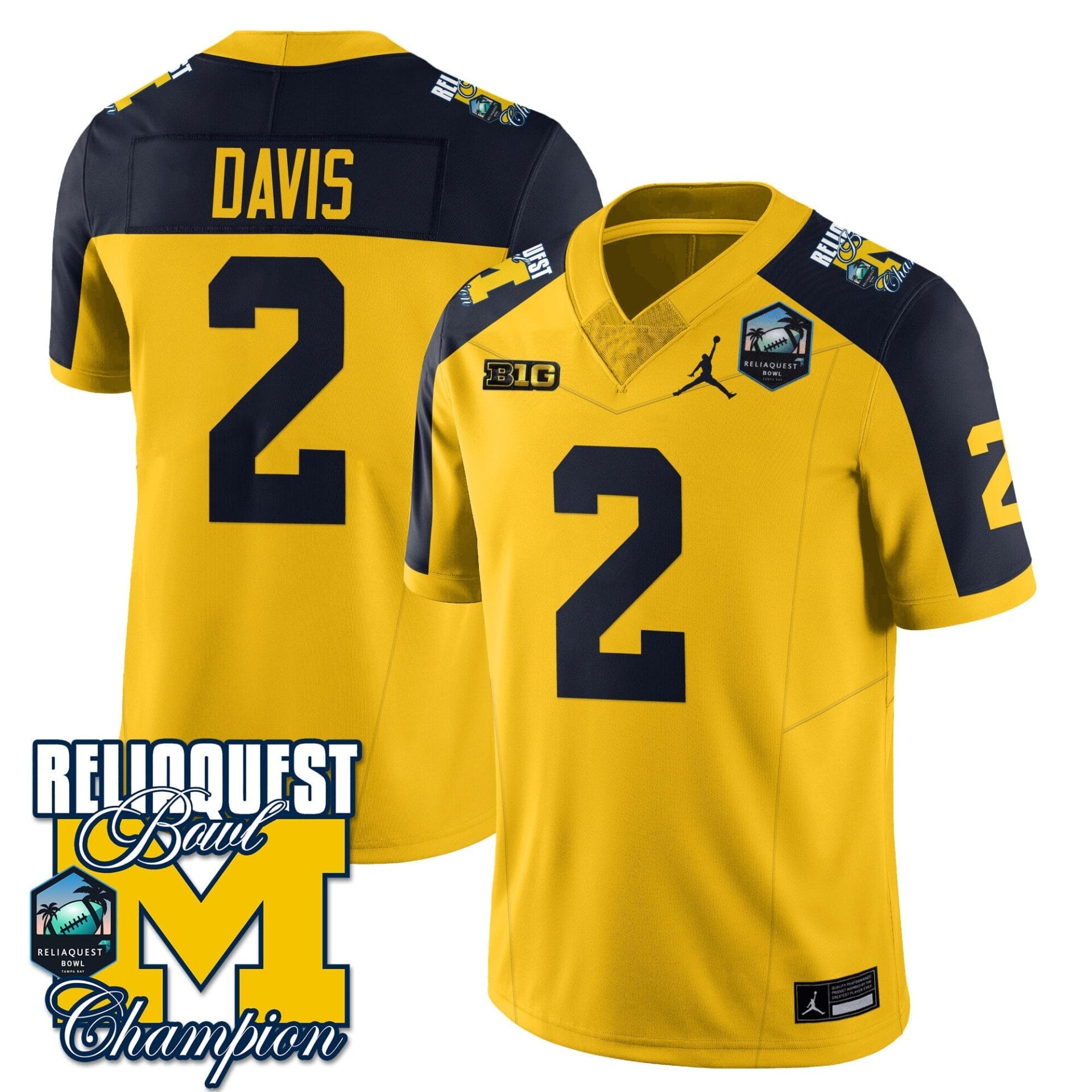 Michigan Wolverines 2024 ReliaQuest Bowl Champions Jersey - All Stitched - Image 39