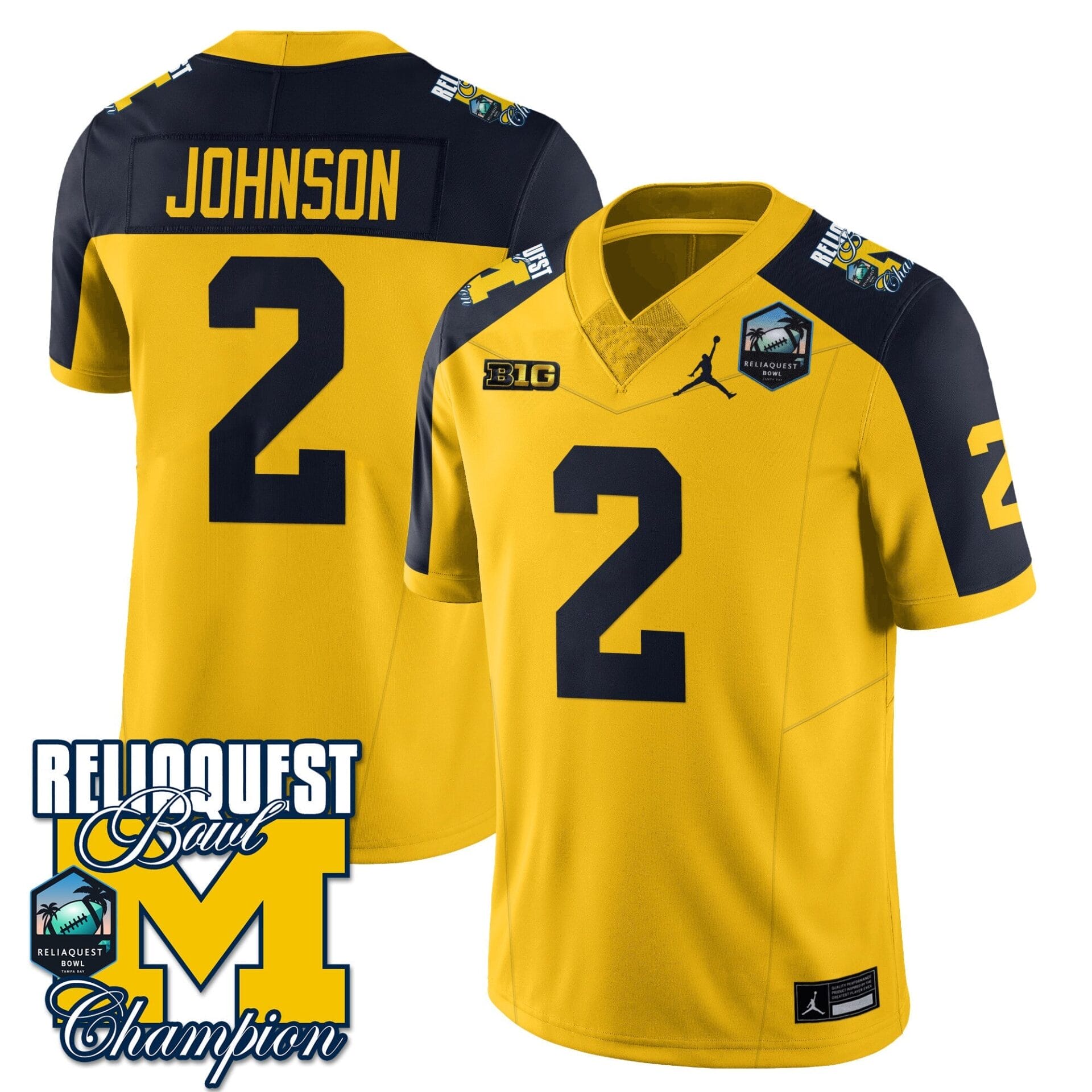 Michigan Wolverines 2024 ReliaQuest Bowl Champions Jersey - All Stitched - Image 14