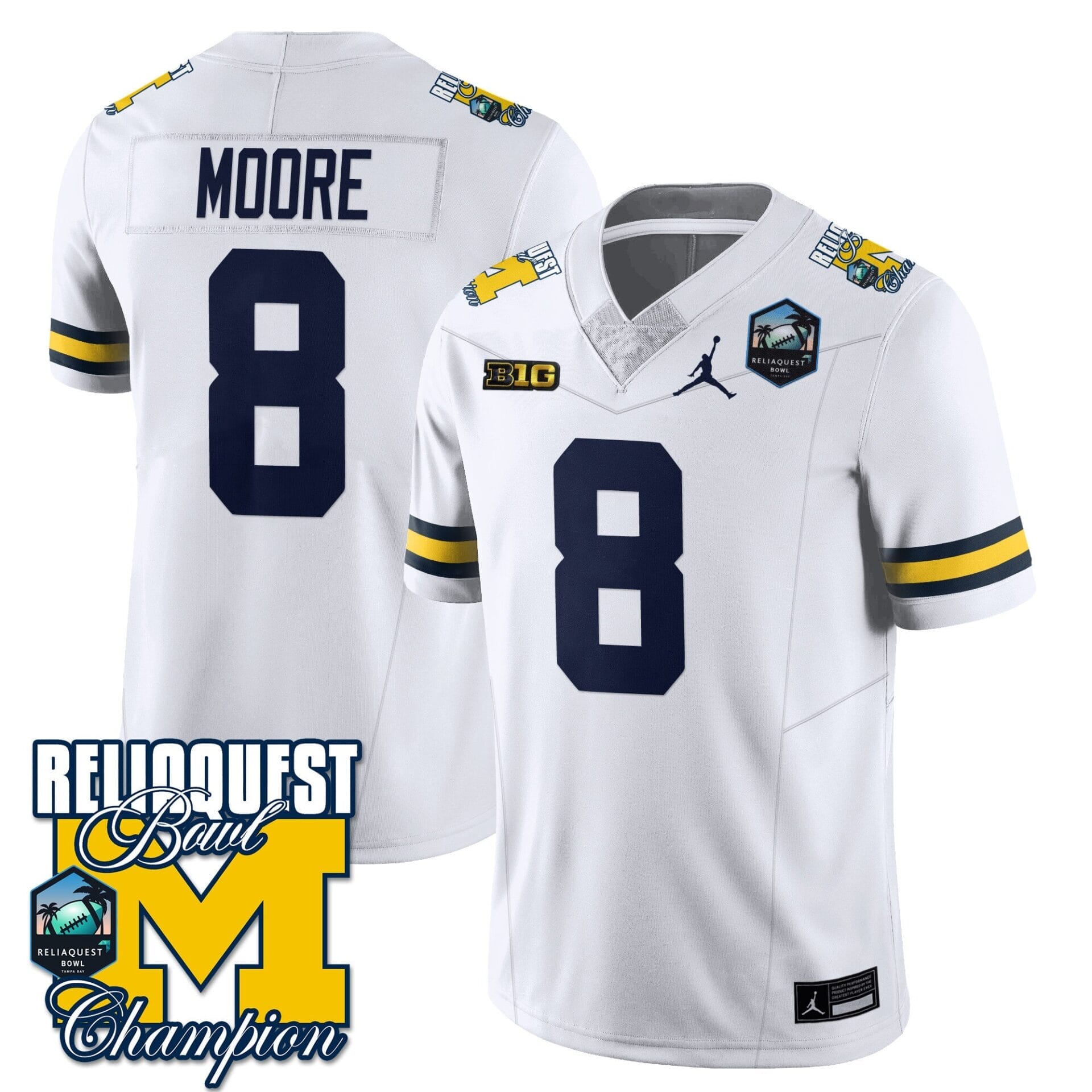 Michigan Wolverines 2024 ReliaQuest Bowl Champions Jersey - All Stitched - Image 33