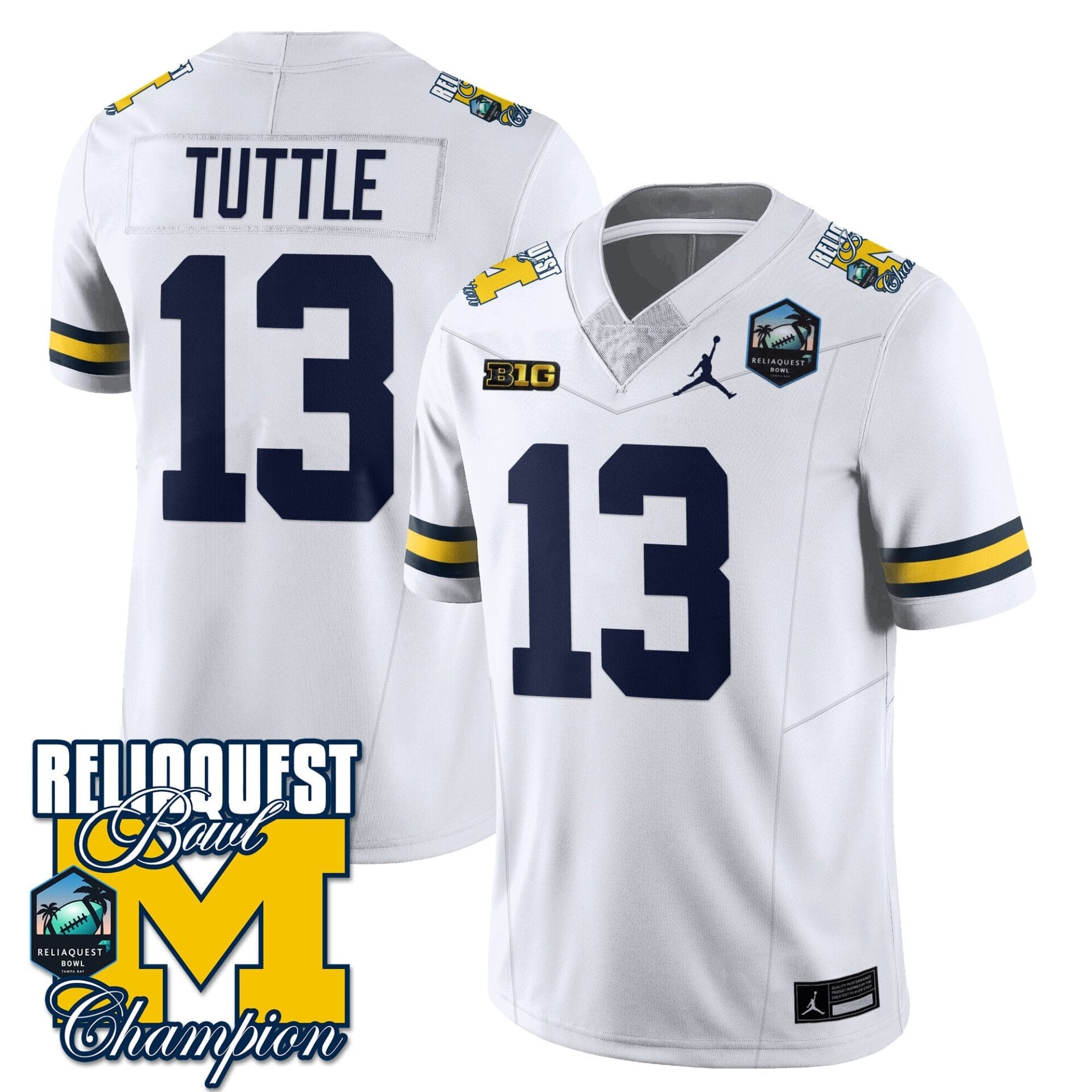 Michigan Wolverines 2024 ReliaQuest Bowl Champions Jersey - All Stitched - Image 8